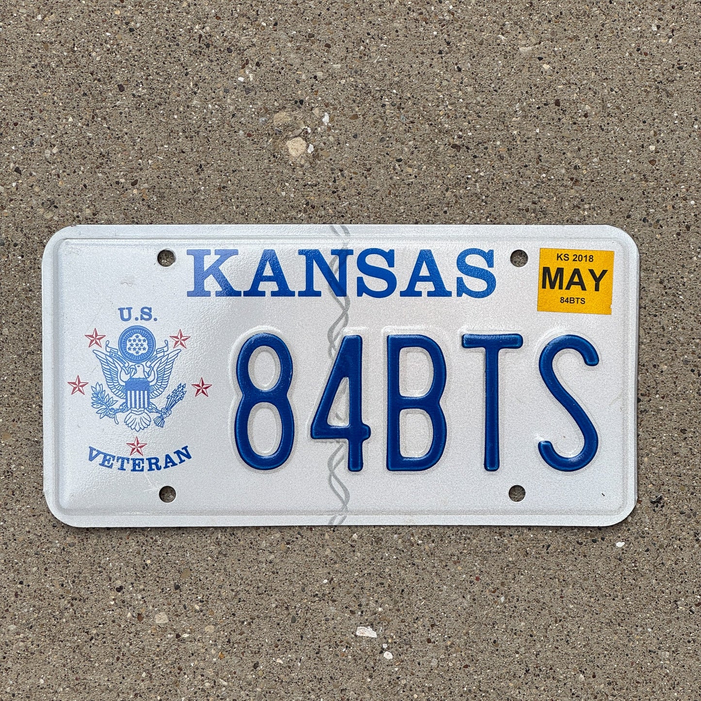 Photo of a 1998 2018 Kansas Veteran License Plate Auto Tag Garage Decor Vintage Military 84 BTS