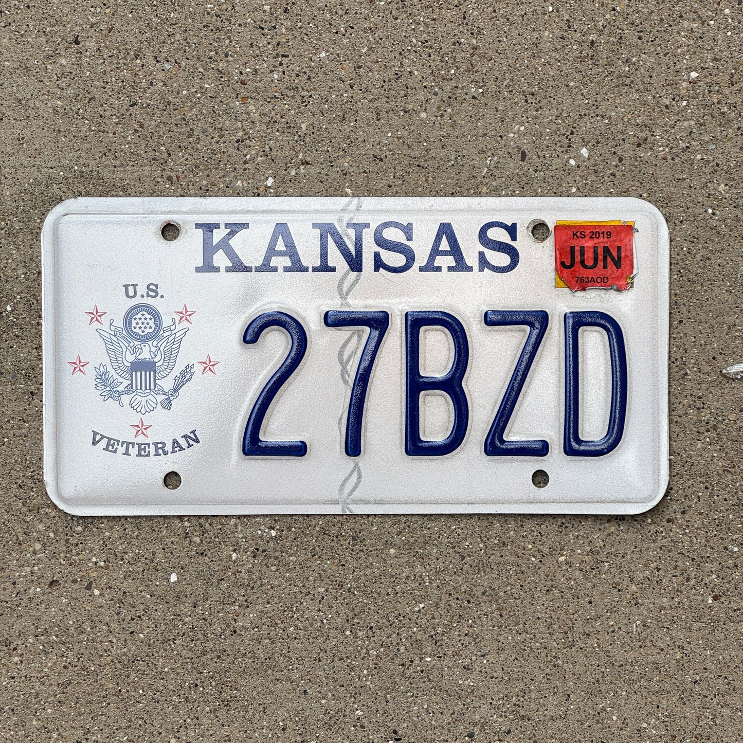Photo of a 1998 2019 Kansas Veteran License Plate Auto Tag Garage Decor Vintage Military 27 BZD