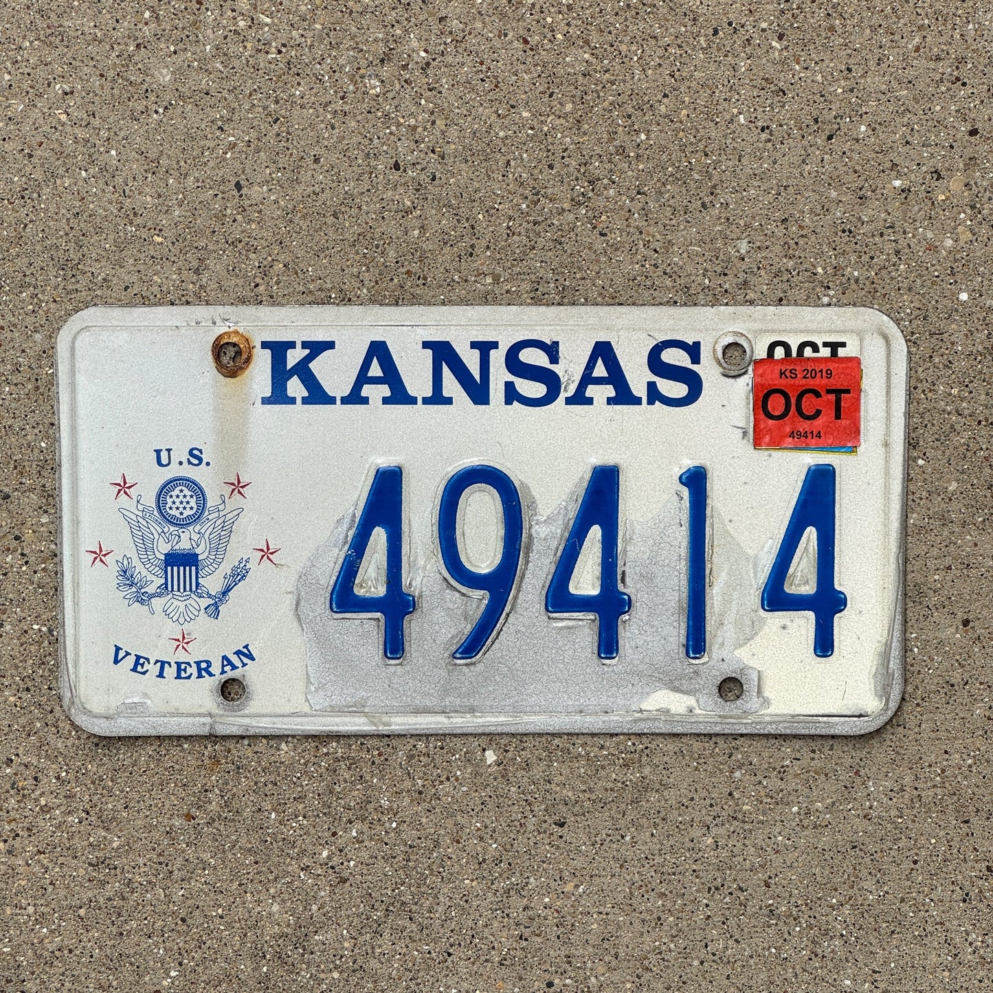 Photo of a 1998 2019 Kansas Veteran License Plate Auto Tag Garage Decor Vintage Military 49414