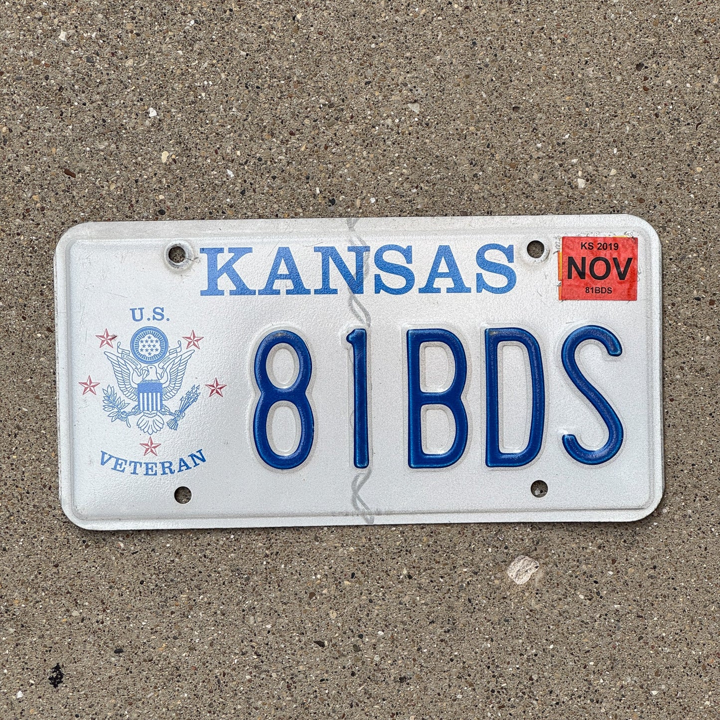Photo of a 1998 2019 Kansas Veteran License Plate Auto Tag Garage Decor Vintage Military 81 BDS
