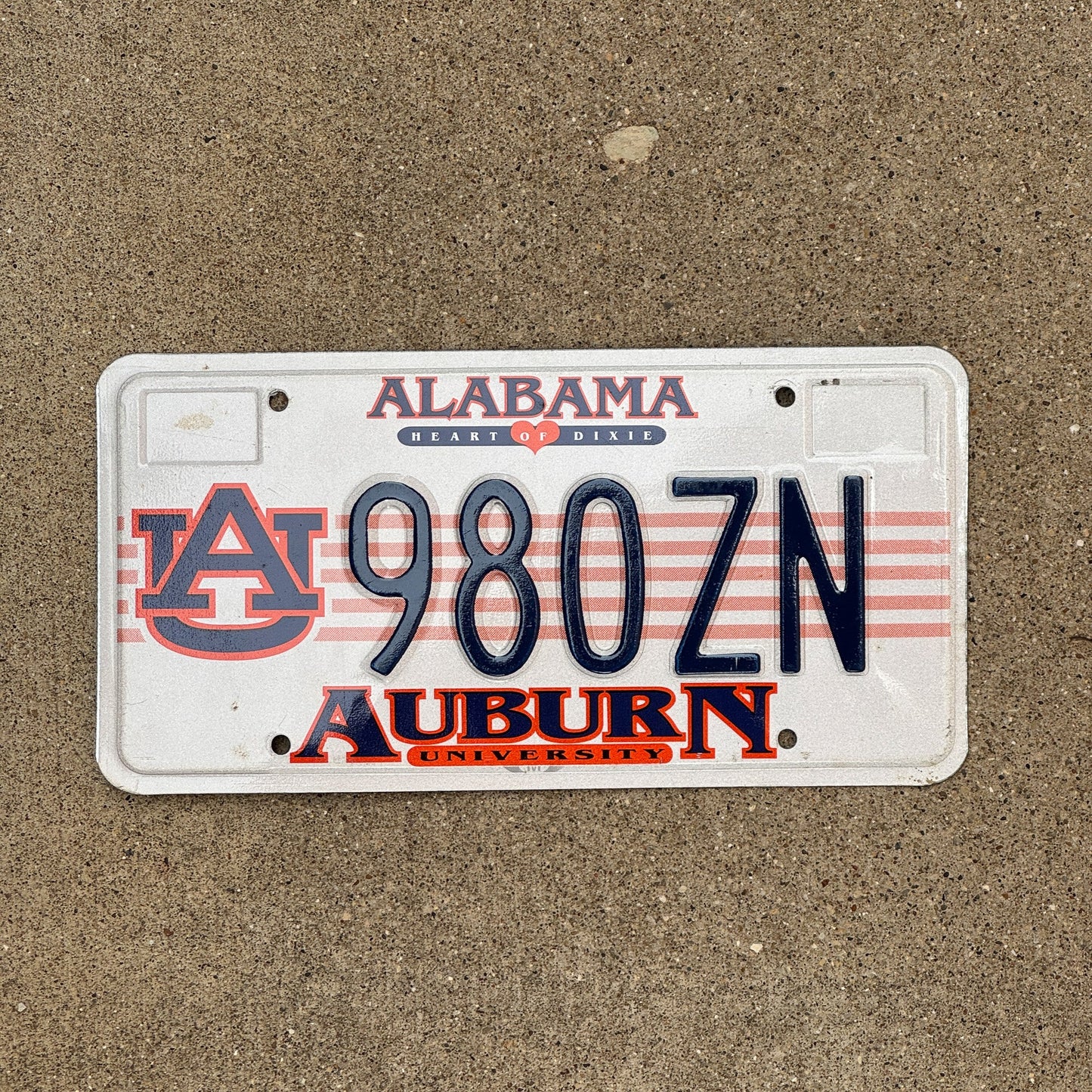 Photo of a 1998 Alabama Graphic / Specialty License Plate Auto Tag Garage Decor Vintage Auburn University 980 ZN