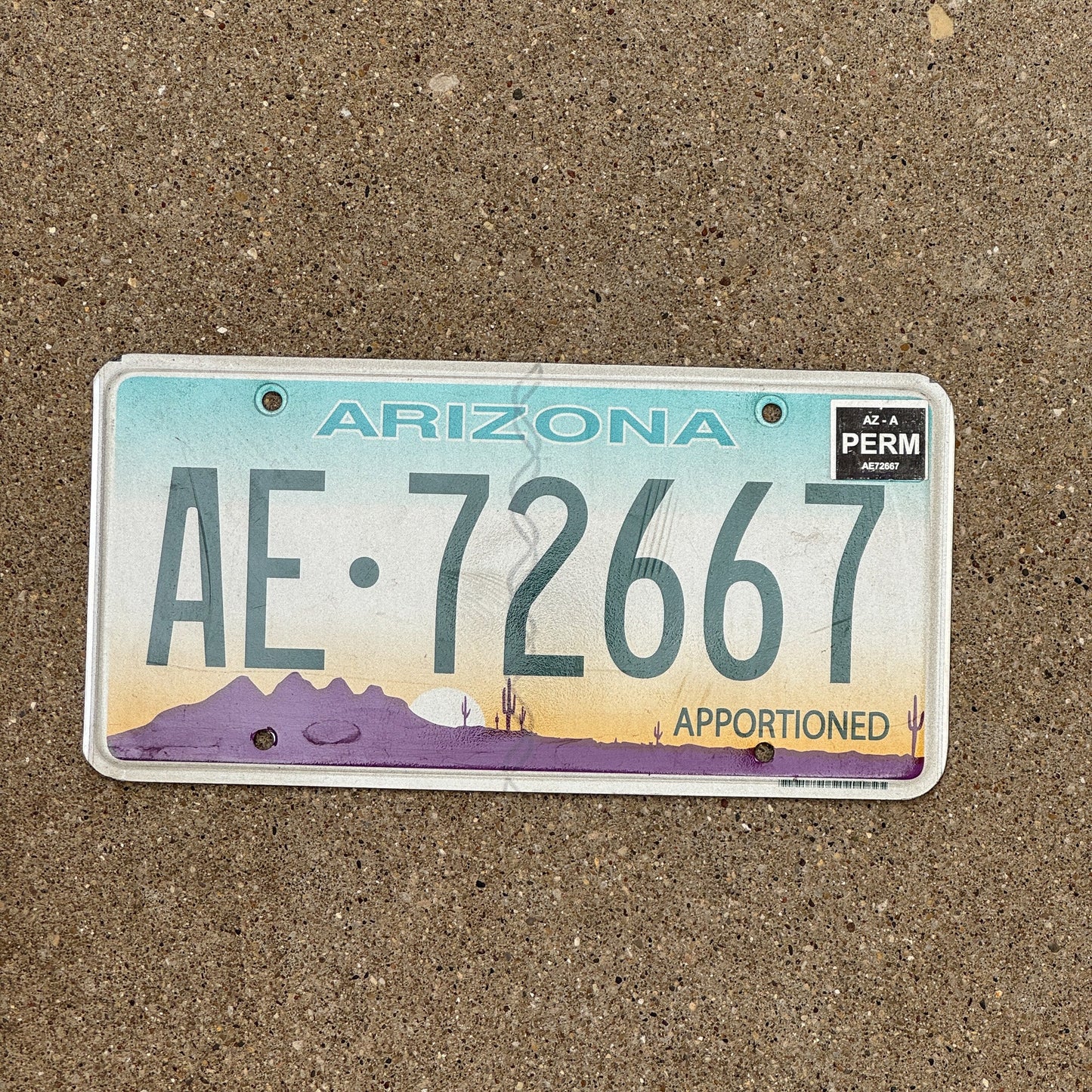 Photo of a 1998 Arizona Apportioned License Plate Auto Tag Garage Decor Vintage AE 72667