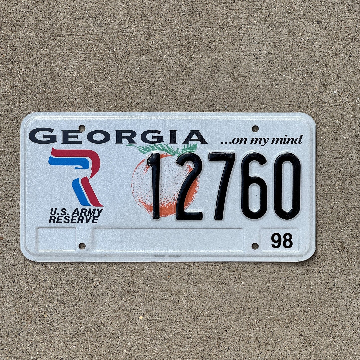 Photo of a 1998 Georgia Army Reserve License Plate Auto Tag Garage Decor Vintage Military 12760