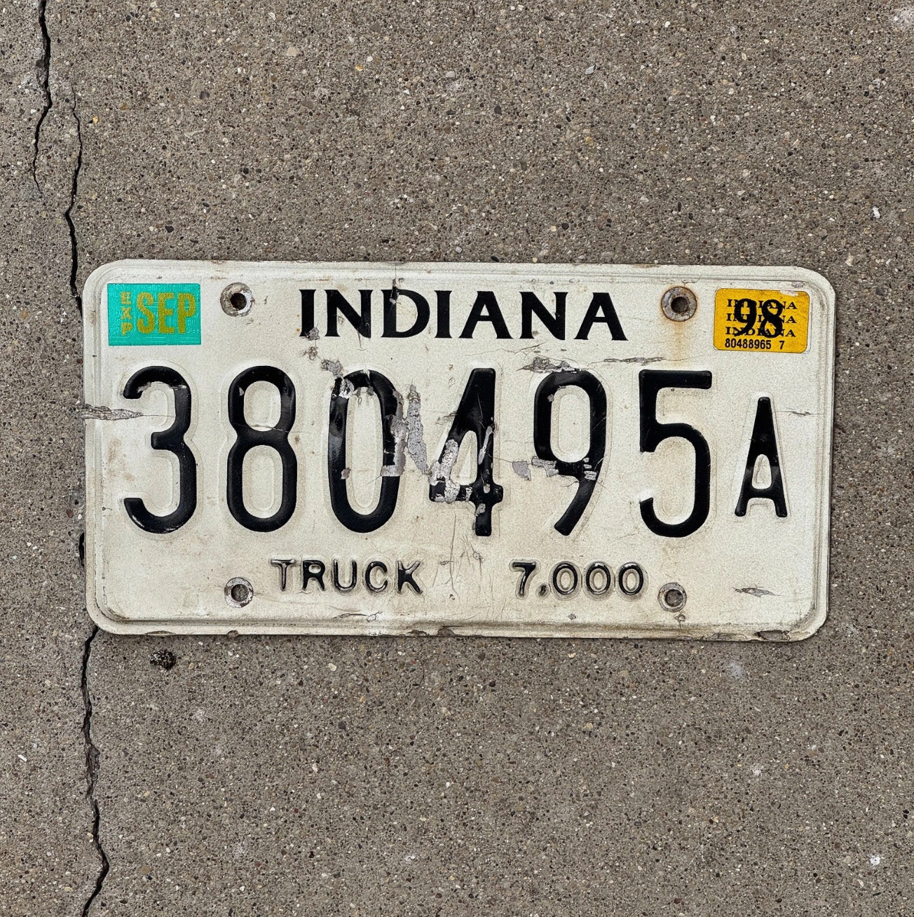 Photo of a 1998 Indiana Truck License Plate Auto Tag Garage Decor 380495 A