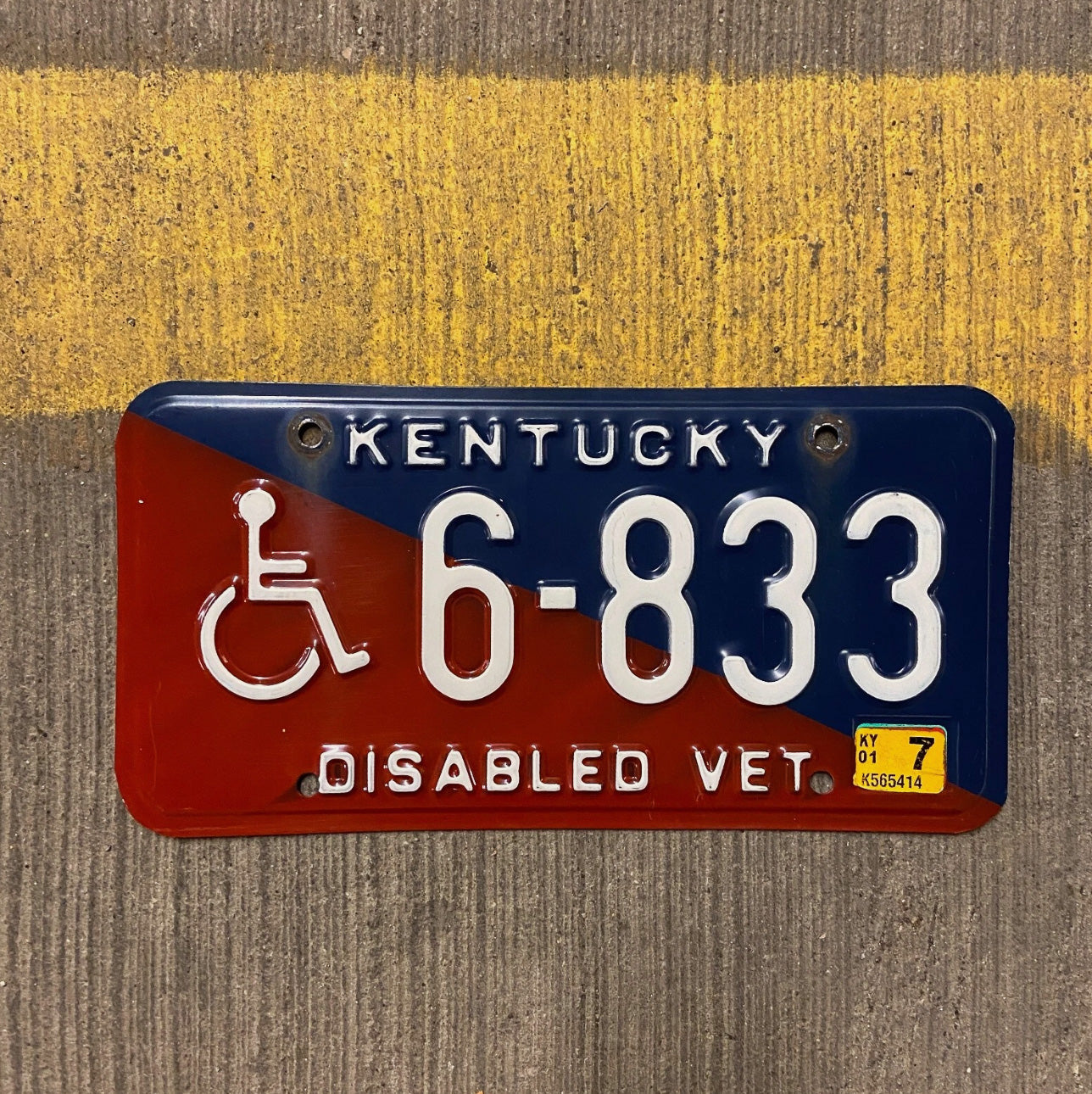 Photo of a 1998 Kentucky Disabled Veteran License Plate Auto Tag Garage Decor Vintage Vet 6 833