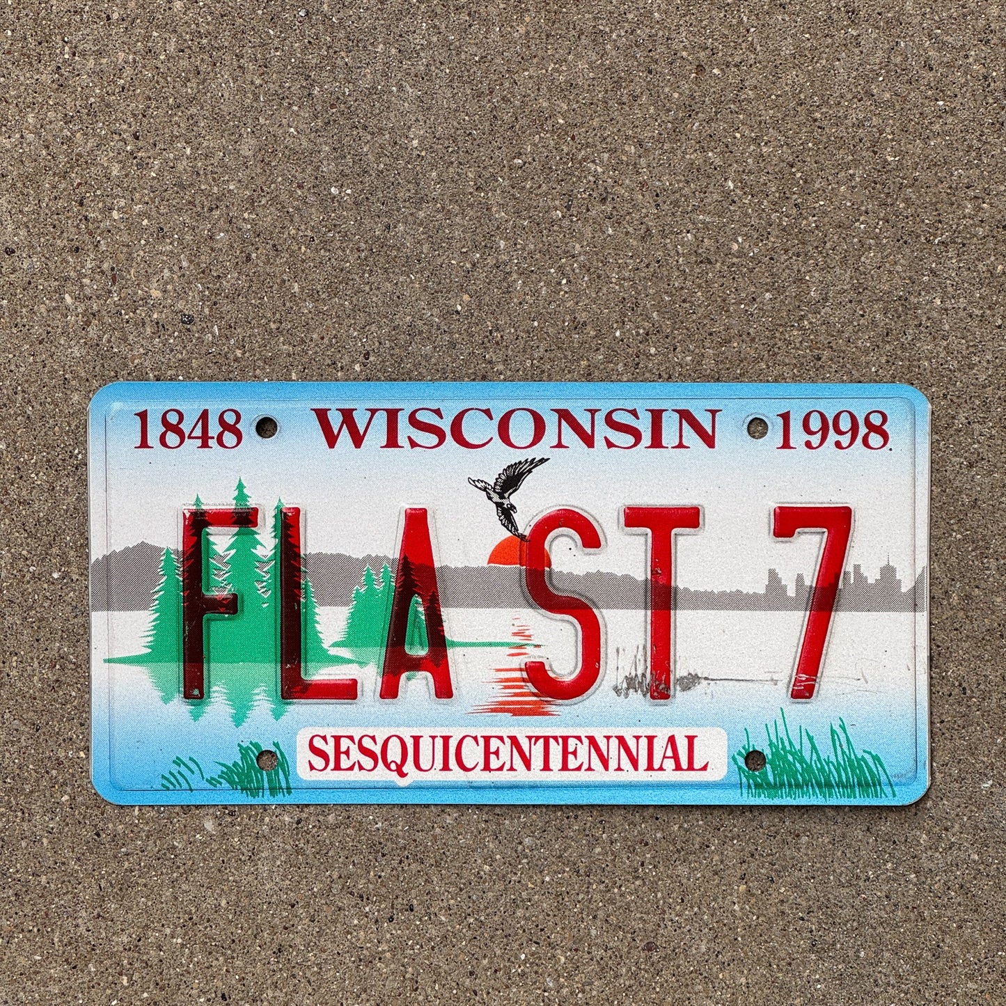 Photo of a 1998 Wisconsin Vanity License Plate Auto Tag Garage Decor Vintage Florida Street FLA ST 7