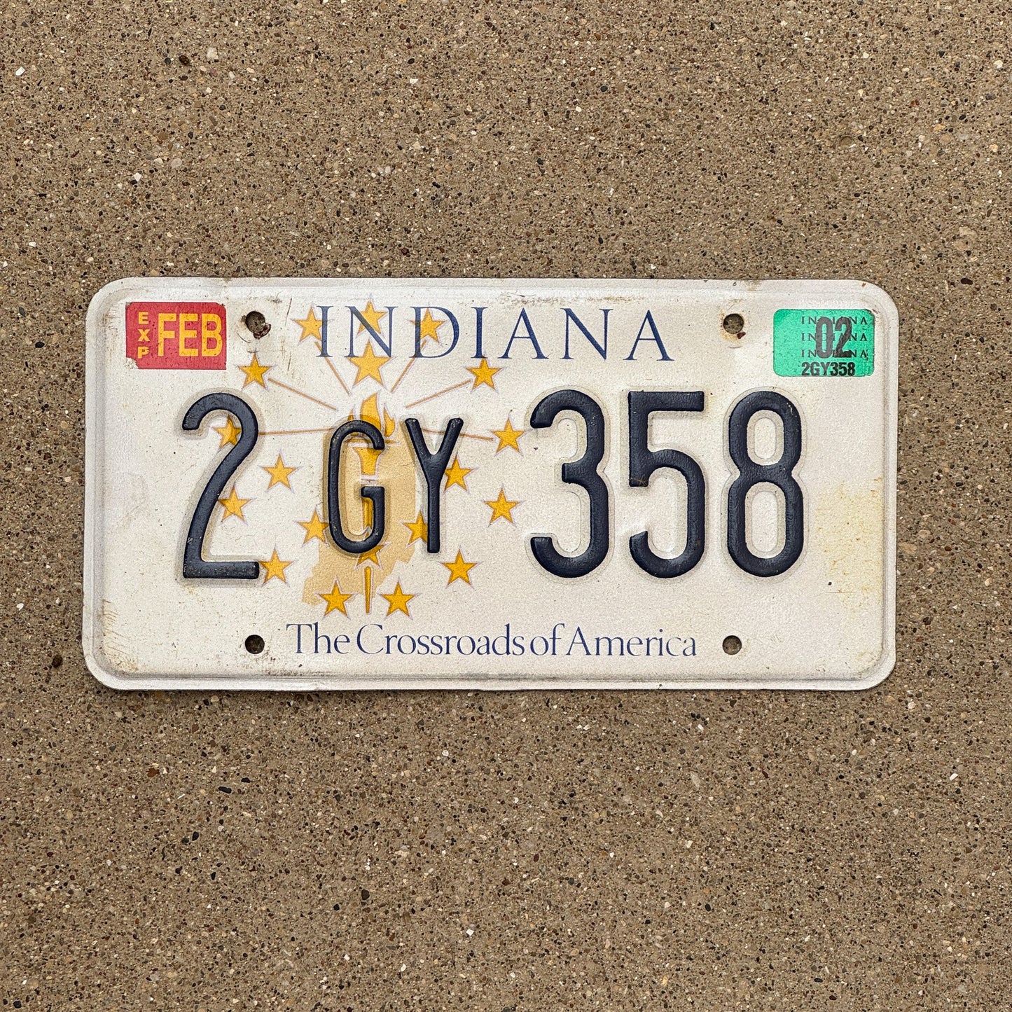 Photo of a 1999 2002 Indiana License Plate Auto Tag Garage Decor Vintage 2 GY 358