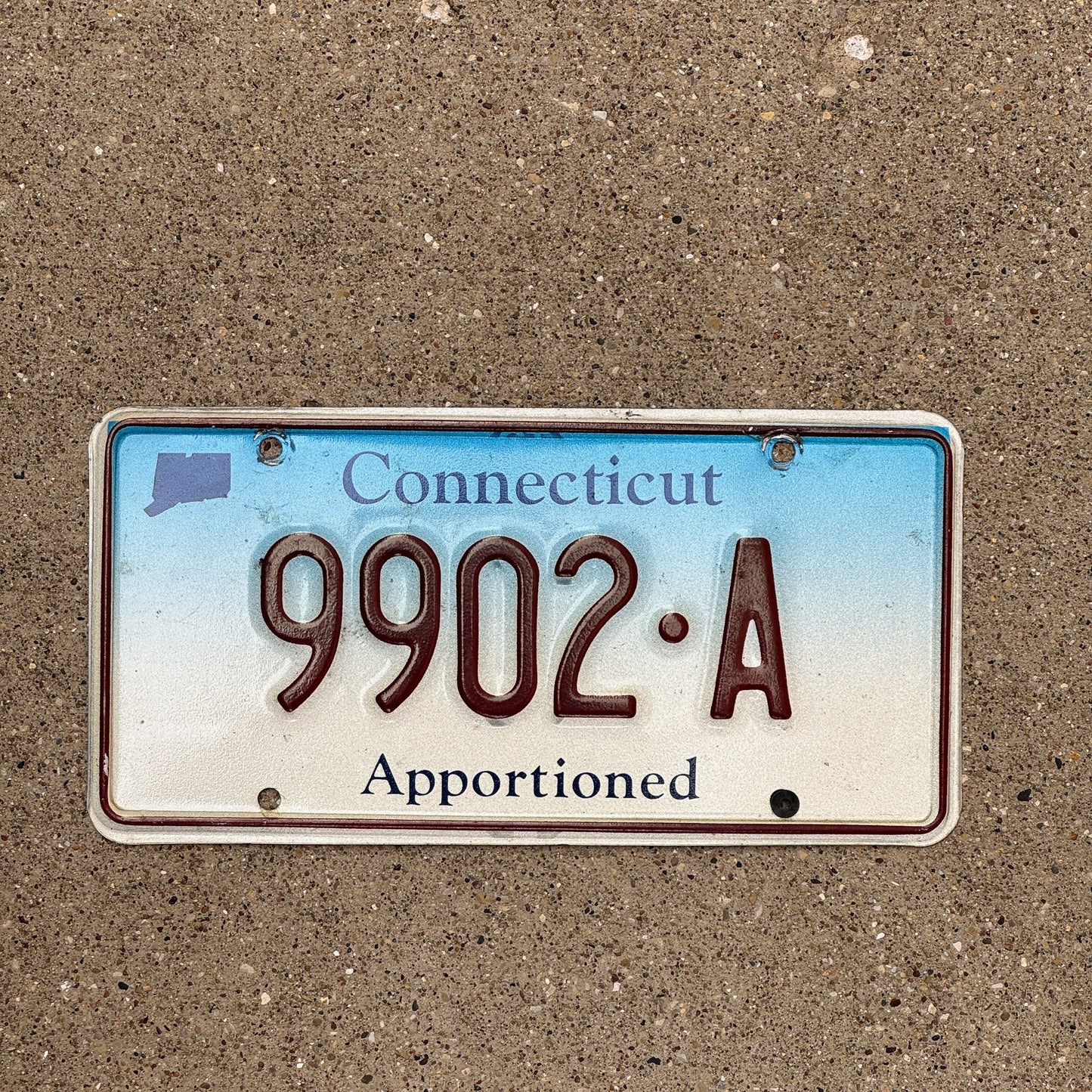 Photo of a 1999 Connecticut Apportioned License Plate Auto Tag Garage Decor Vintage 9902 A