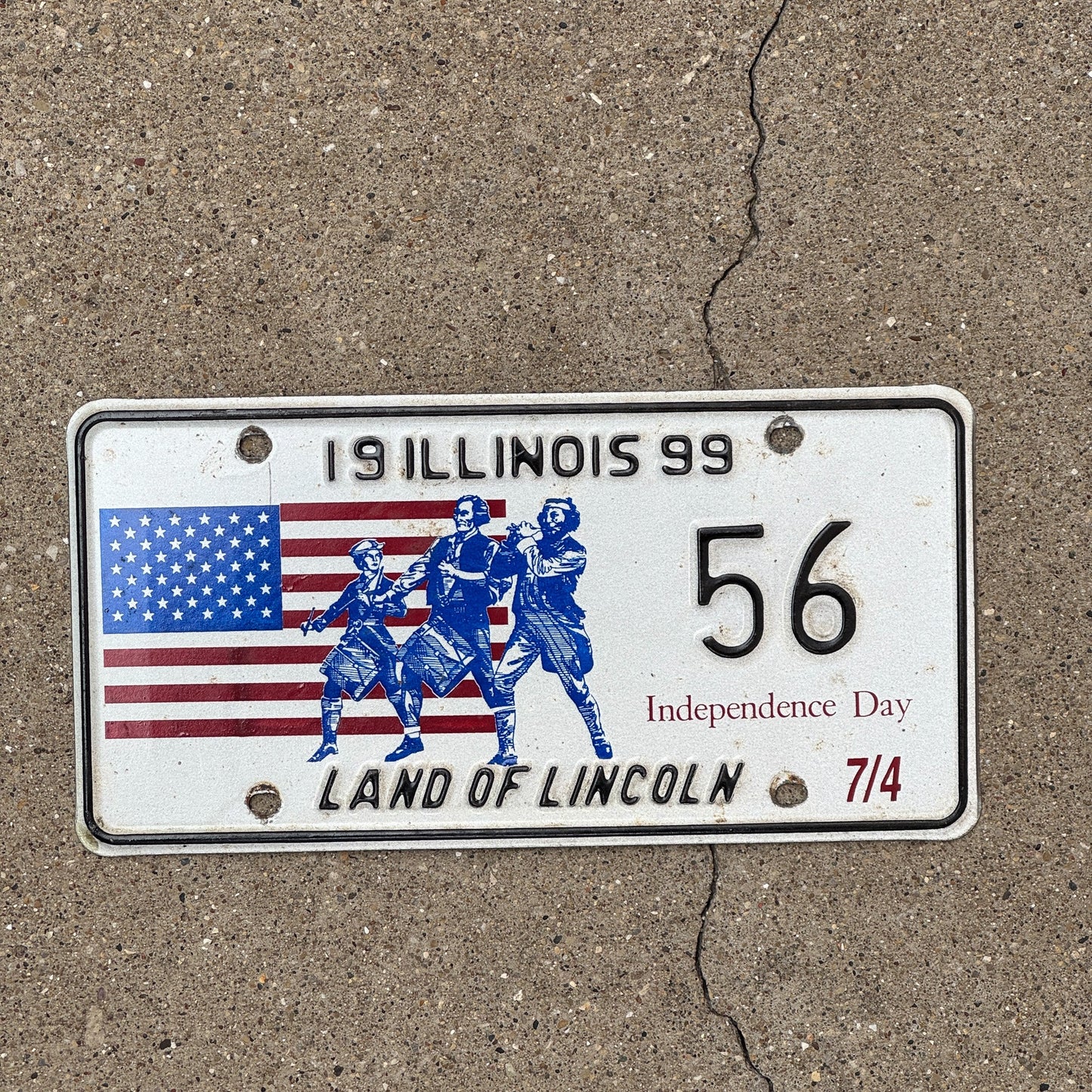 Photo of a 1999 Illinois EVENT License Plate Auto Tag Garage Decor Vintage July 4th 56