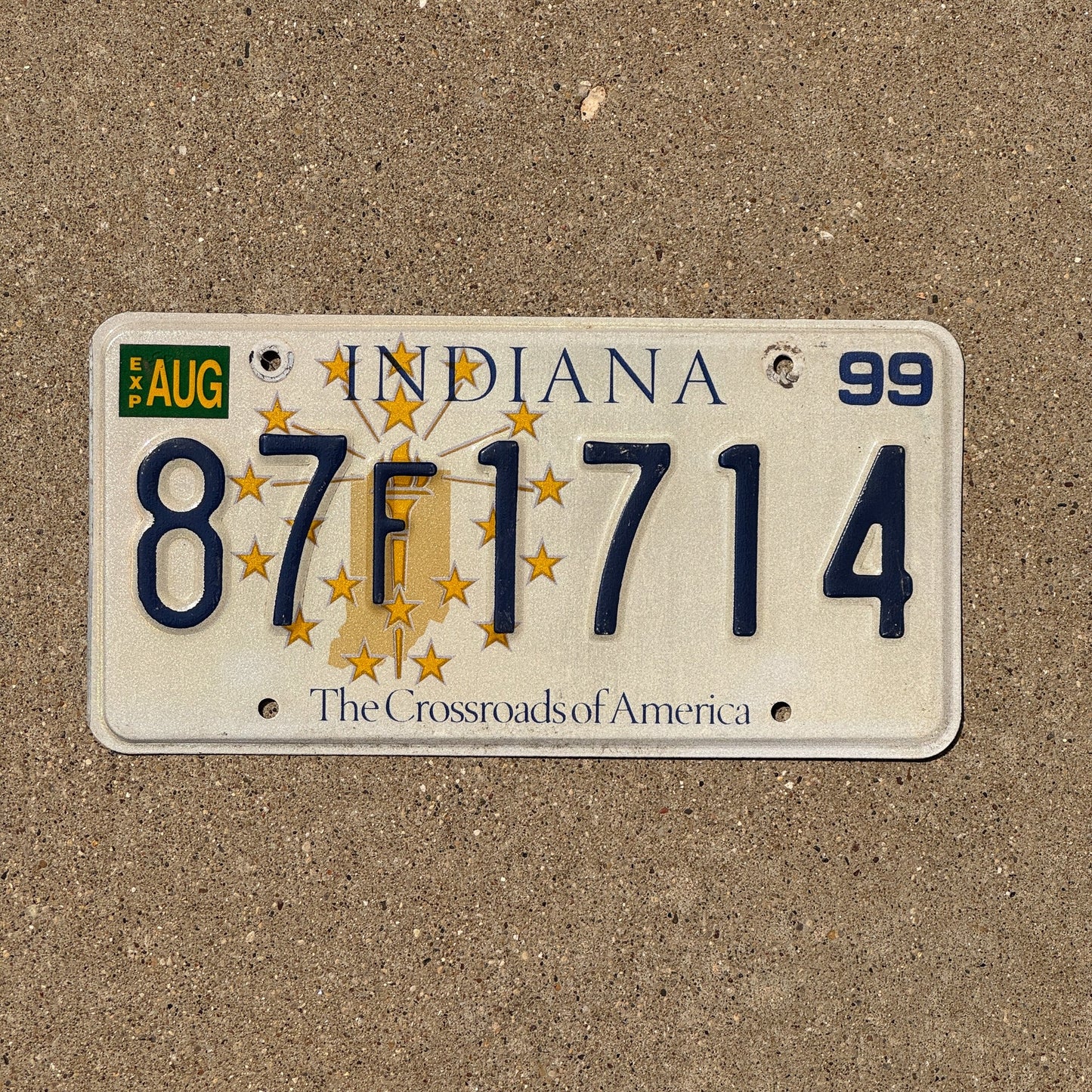 Photo of a 1999 Indiana License Plate Auto Tag Garage Decor Vintage 87 F 1714