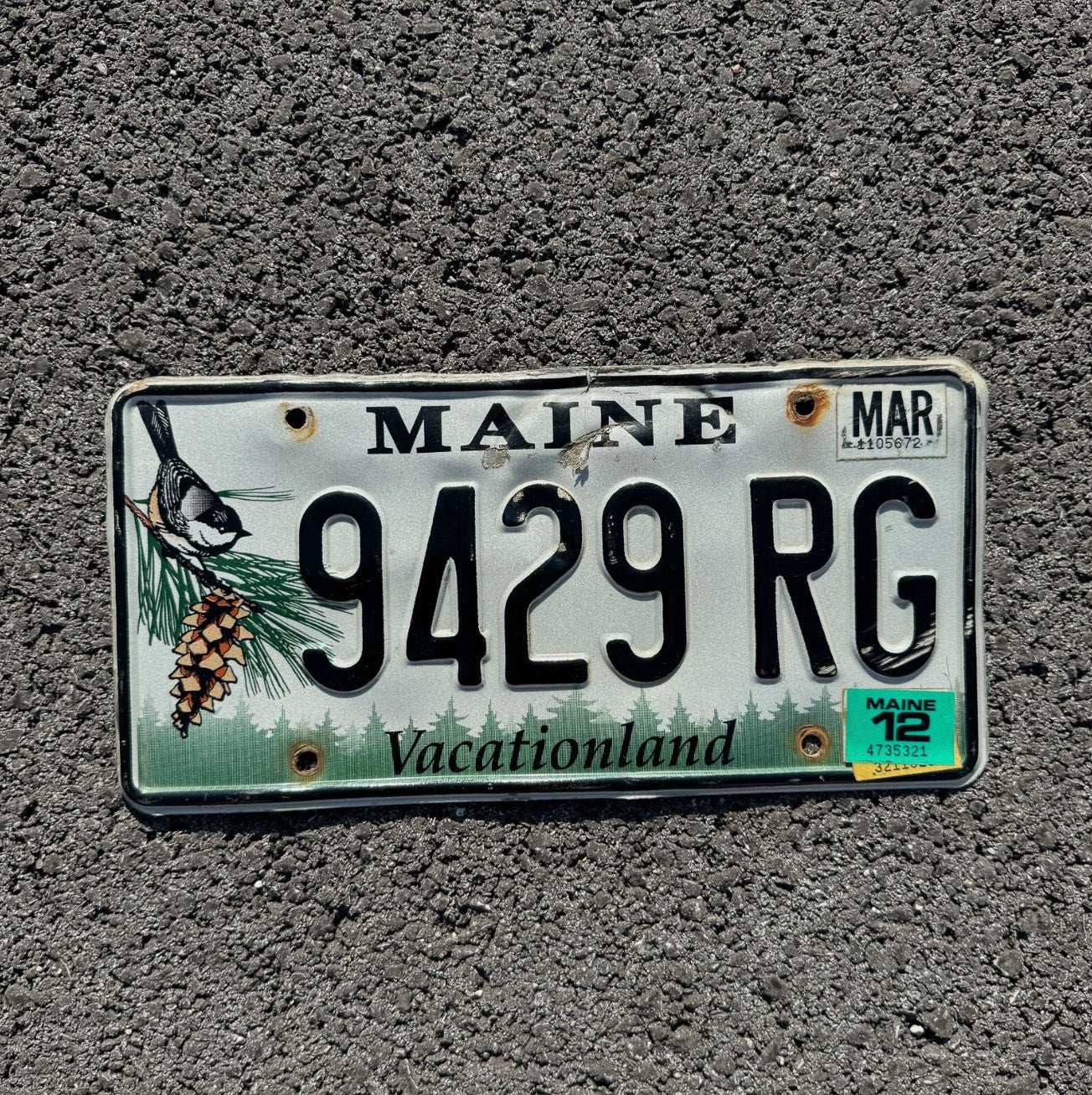 Photo of a 1999 Maine License Plate Auto Tag Garage Decor Vintage Chickadee Bird 9429 RG