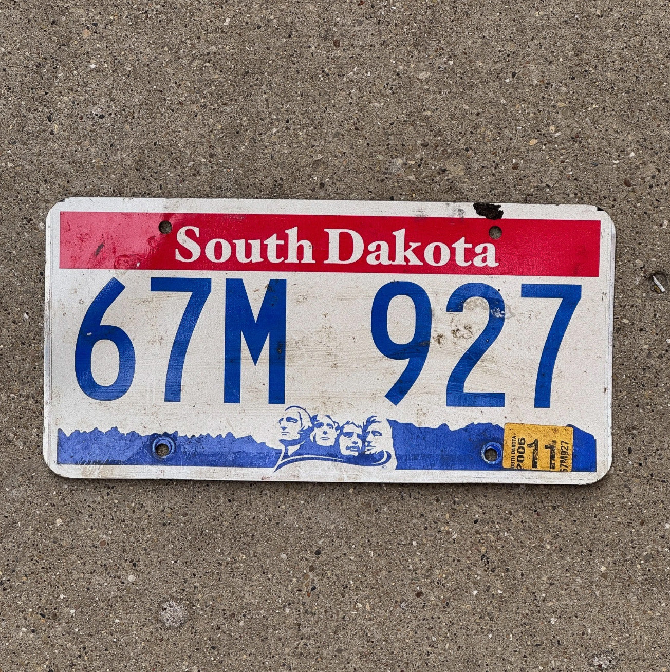 Photo of a 2000 2006 South Dakota License Plate Auto Tag Garage Decor 67M 927