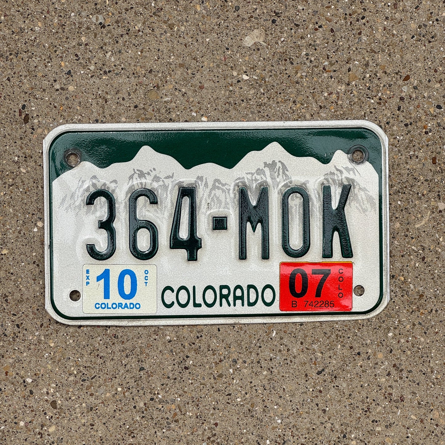 Photo of a 2000 2007 Colorado Motorcycle License Plate Auto Tag Garage Decor Vintage 364 MOK