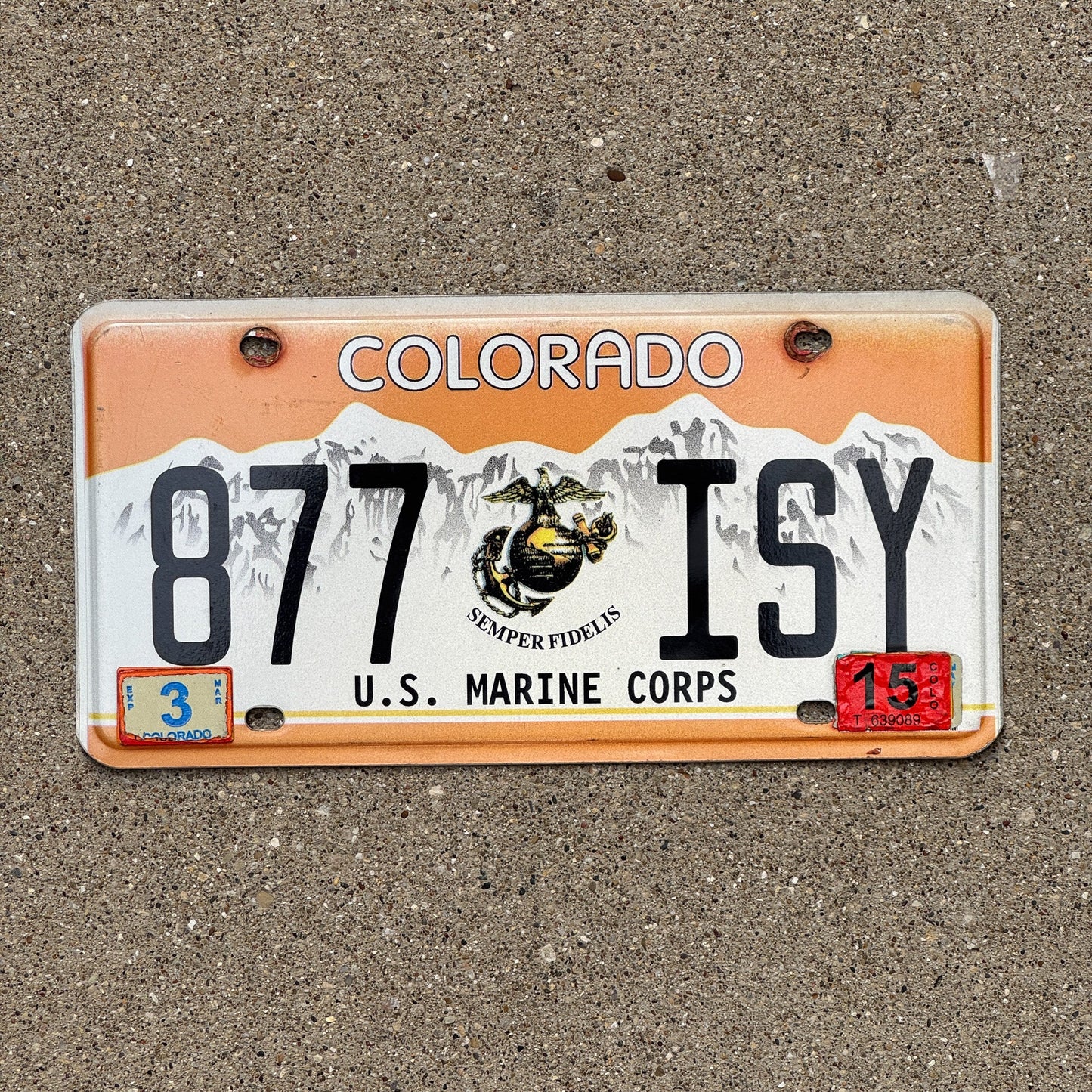 Photo of a 2000 2015 Colorado Military License Plate Auto Tag Garage Decor Vintage US Marine Corps 877 ISY