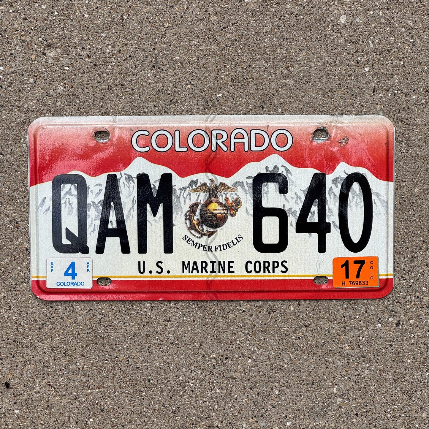 Photo of a 2000 2017 Colorado Military License Plate Auto Tag Garage Decor Vintage US Marine Corps QAM 640
