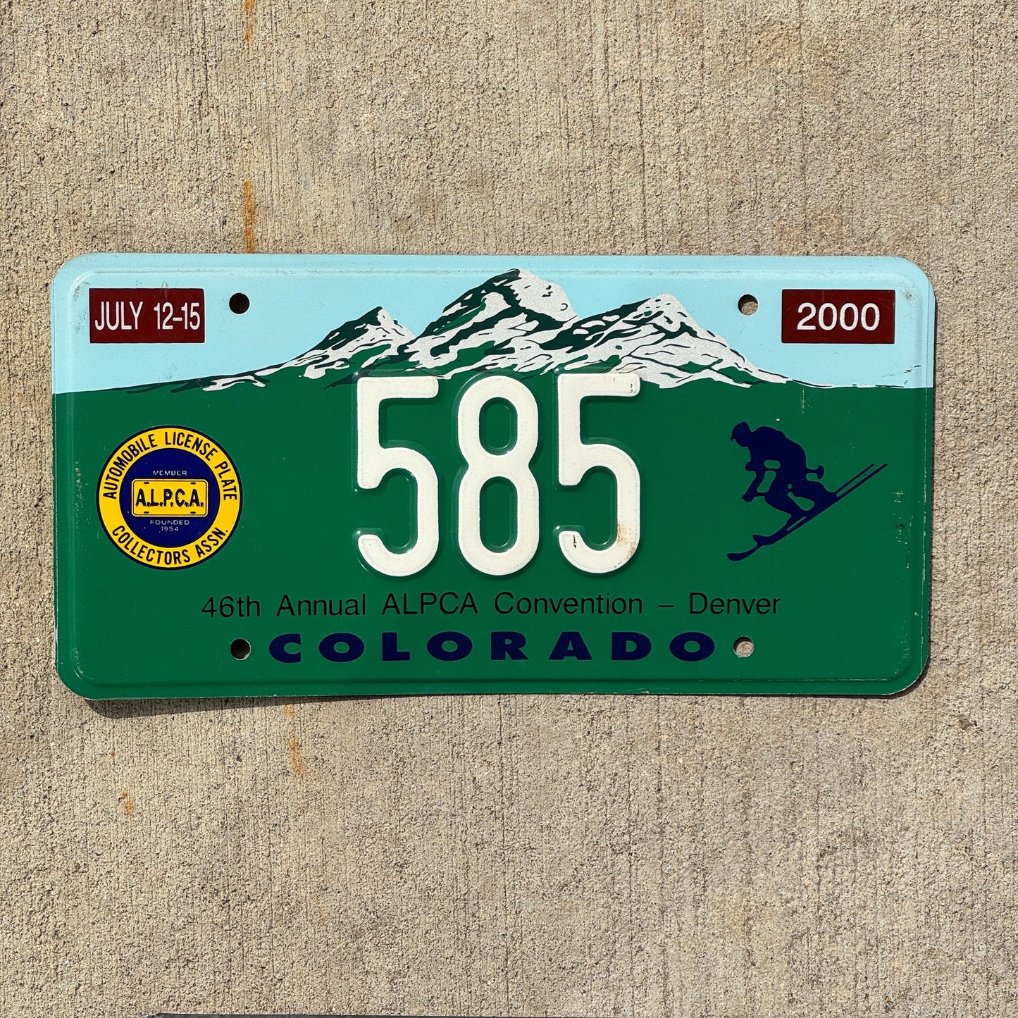 Photo of a 2000 Colorado License Plate Auto Tag Garage Decor Vintage Denver ALPCA Convention 585