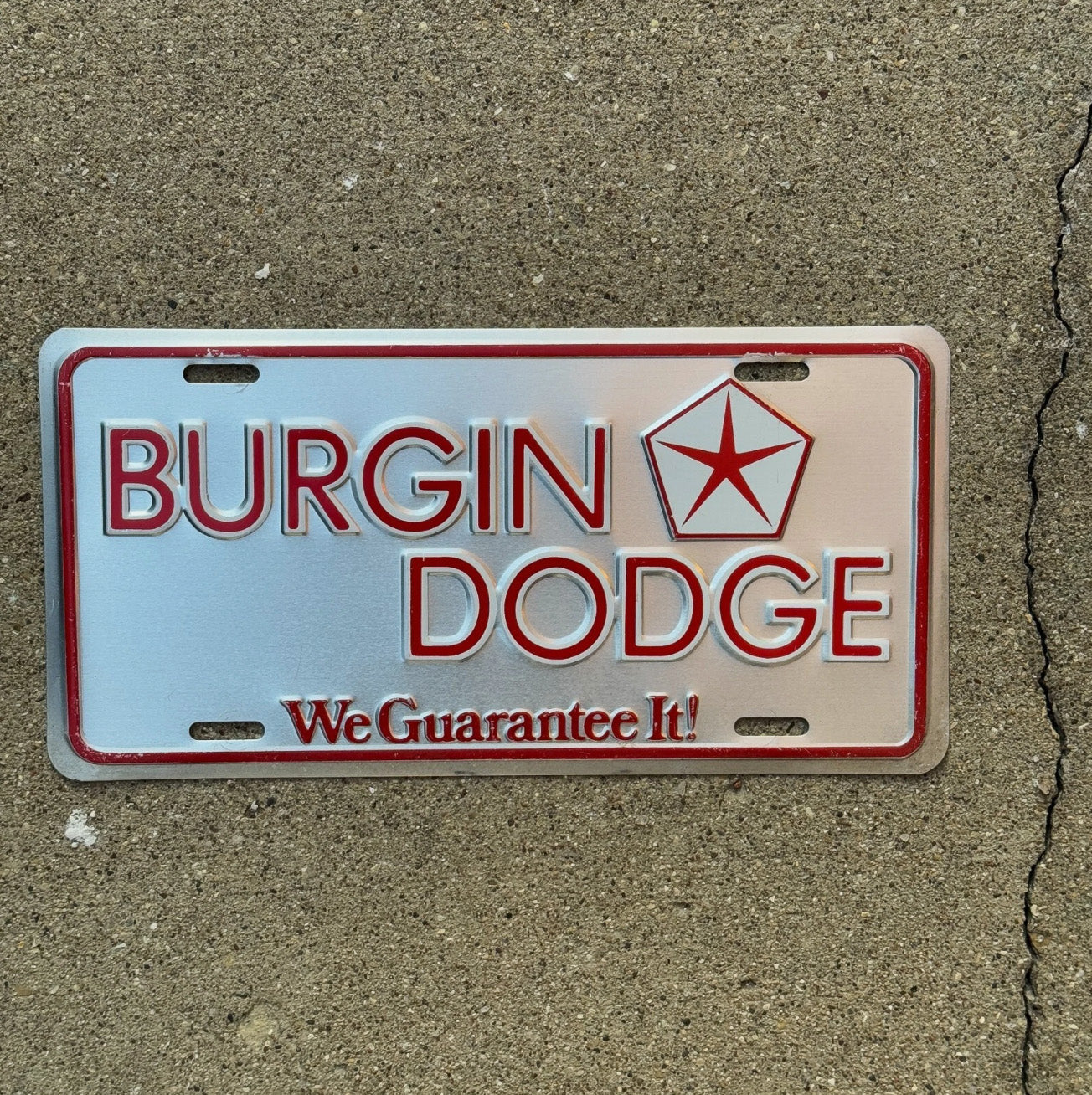 Photo of a 2000 Era Tennessee Booster License Plate Auto Tag Garage Decor Vintage Burgin Dodge Knoxville Dealer