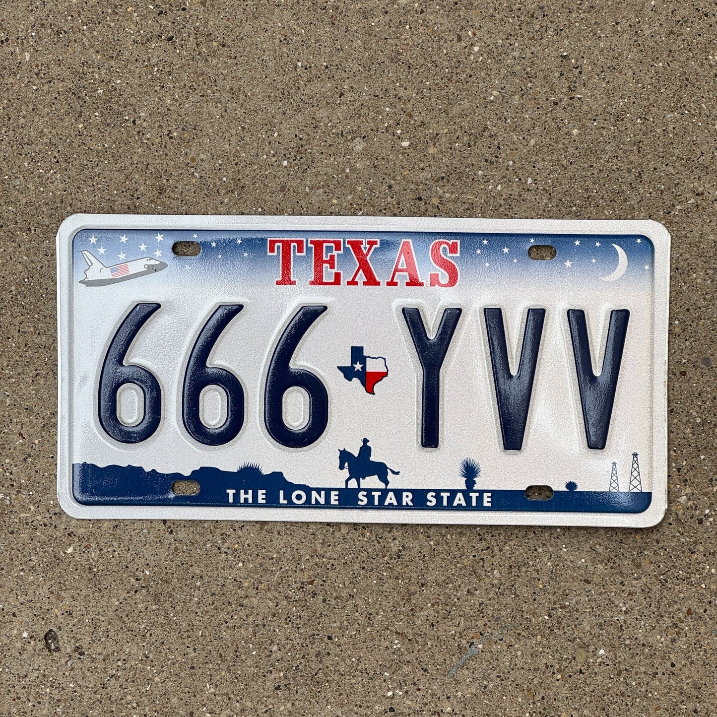 Photo of a 2000 Texas License Plate Auto Tag Garage Decor Vintage 666 Repeat Devil Evil 666 YVV