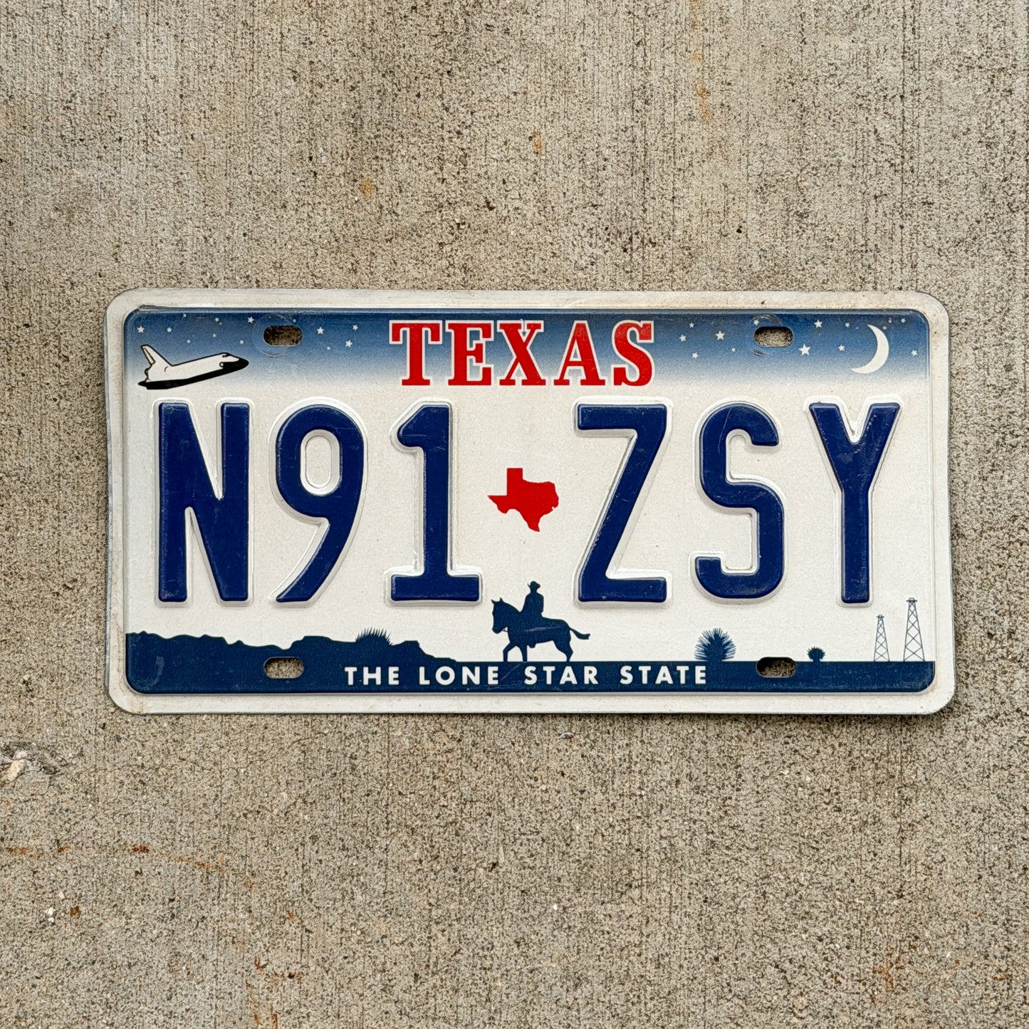 Photo of a 2000 Texas License Plate Auto Tag Garage Decor Vintage N91 ZSY with original patina