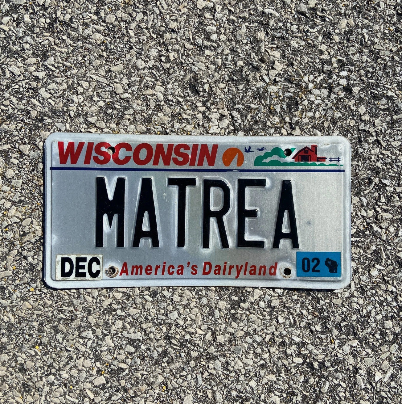 Photo of a 2000 Wisconsin License Plate Auto Tag 1 Garage Decor Name Personalized MATREA