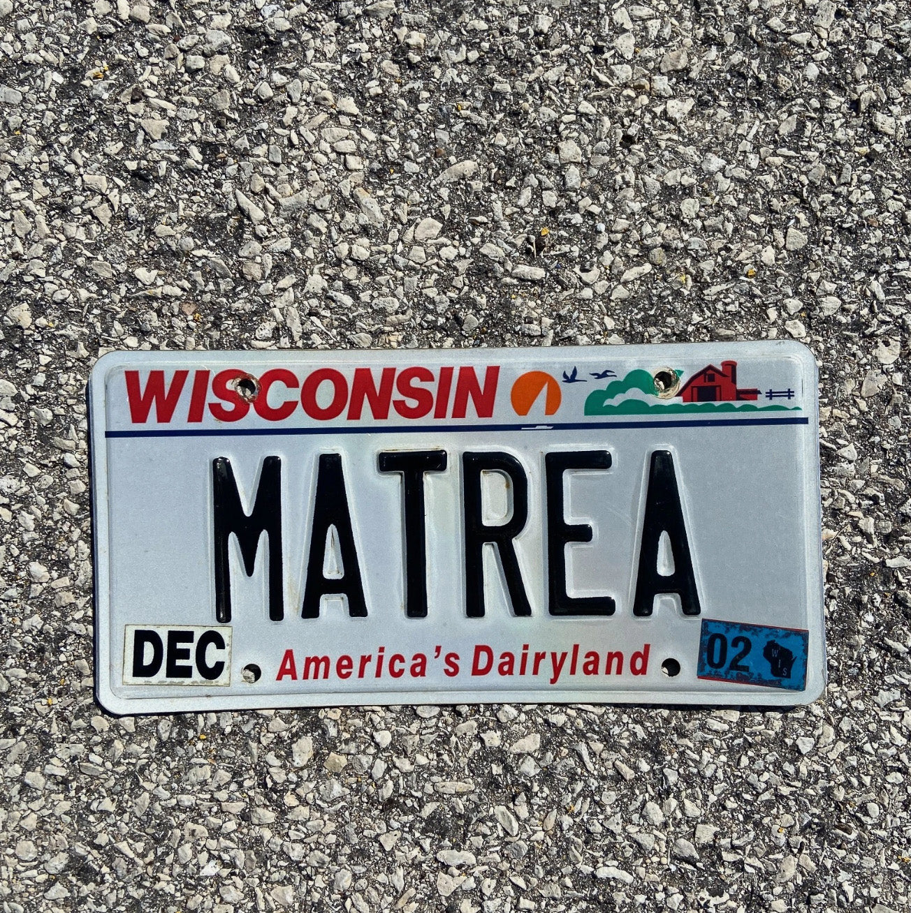Photo of a 2000 Wisconsin License Plate Auto Tag 2 Garage Decor Name Personalized MATREA