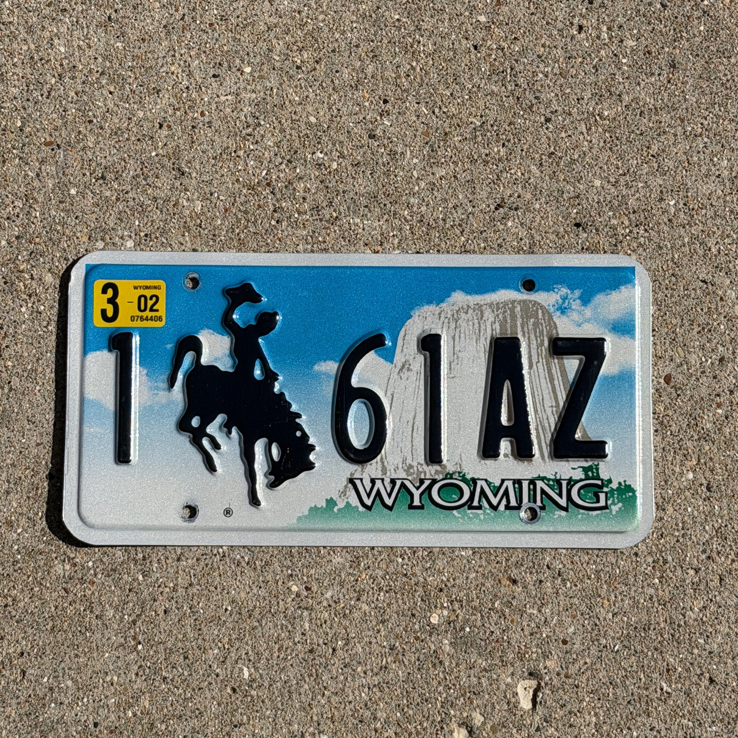 Photo of a 2001 2002 Wyoming License Plate Auto Tag Garage Decor Vintage Cowboy Rodeo 1 61 AZ with original patina
