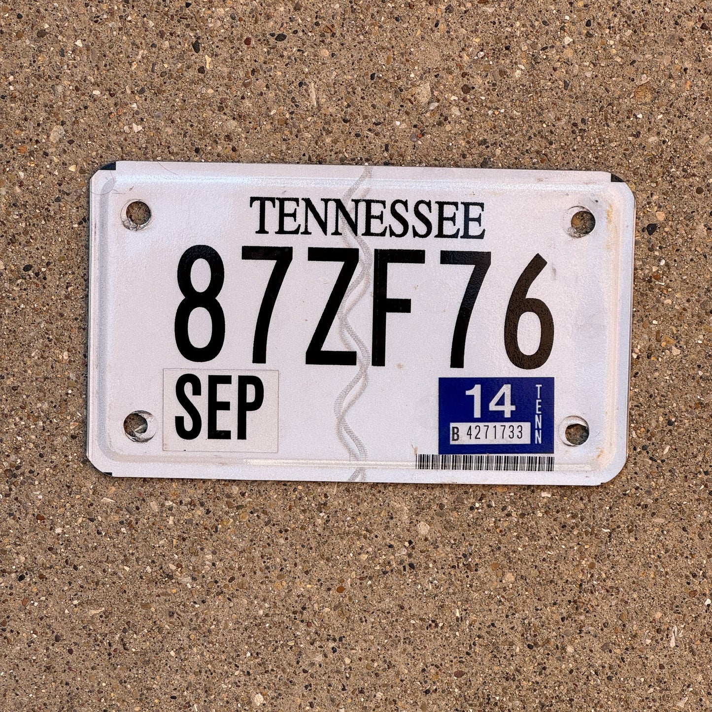 Photo of a 2001 2014 Tennessee Motorcycle License Plate Auto Tag Garage Decor Vintage 87ZF76