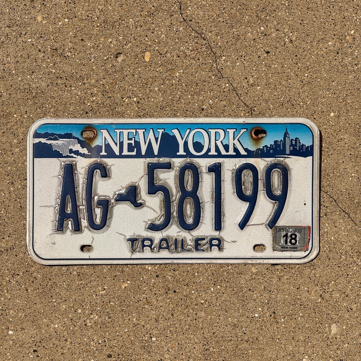 Photo of a 2001 2018 New York Trailer License Plate Auto Tag Garage Decor Vintage AG 58199