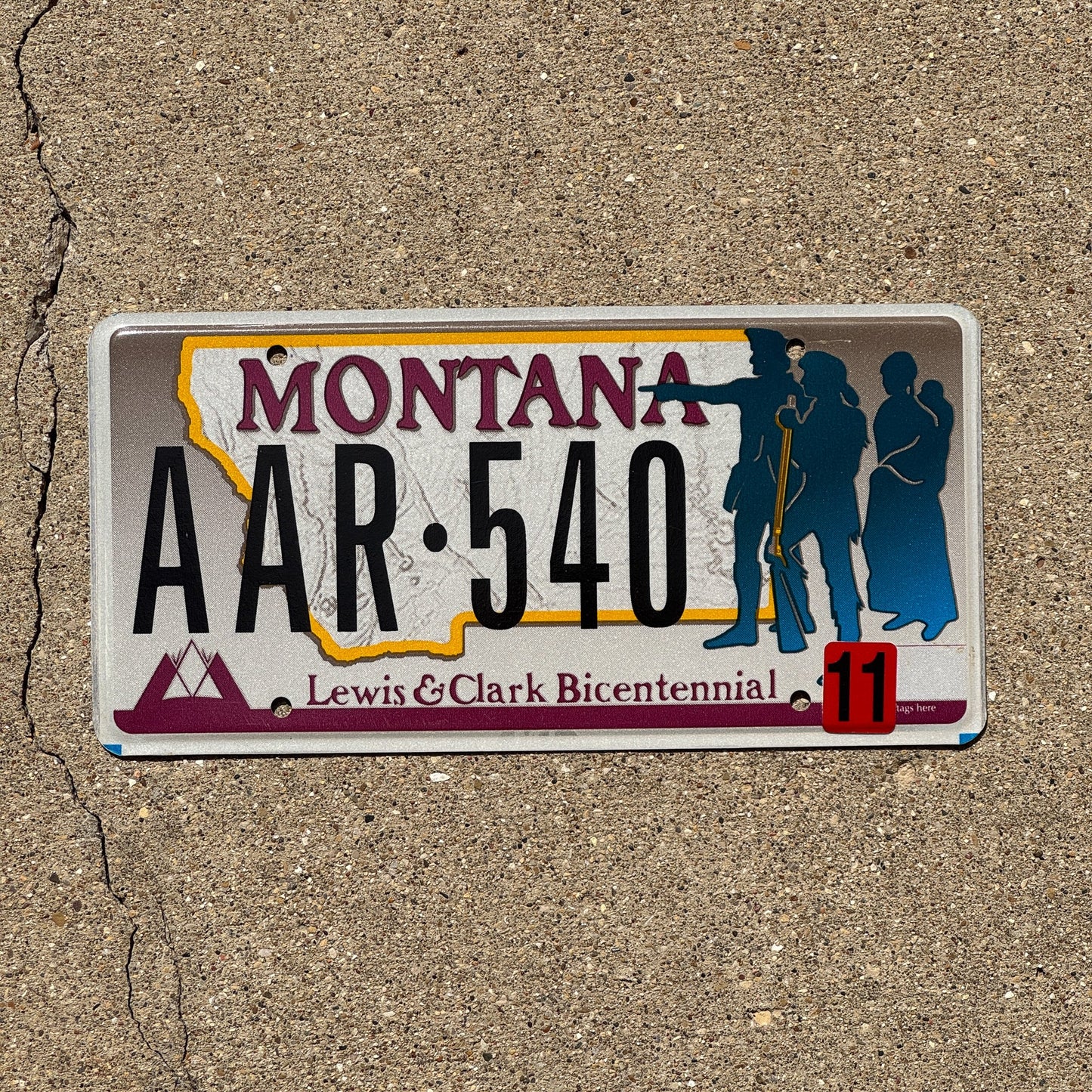 Photo of a 2001 Montana Graphic / Specialty License Plate Auto Tag Garage Decor Vintage Lewis & Clark Bicentennial AAR 540