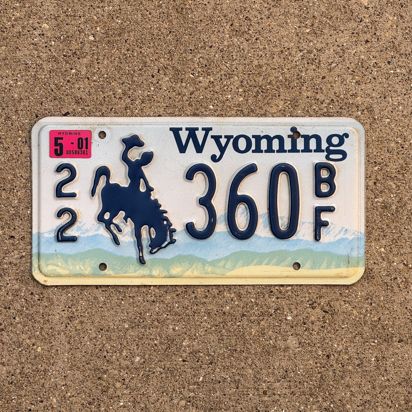 Photo of a 2001 Wyoming License Plate Auto Tag Garage Decor Vintage Cowboy Bronco 22 360 BF