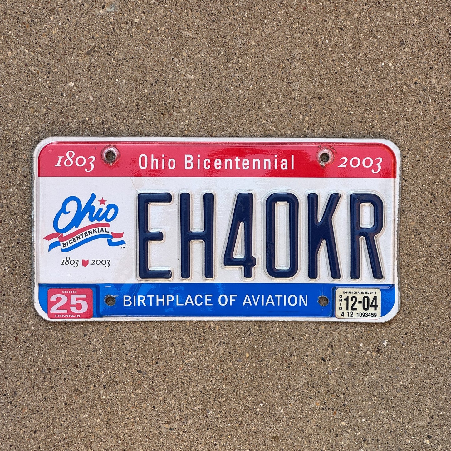 Photo of a 2003 2004 Ohio License Plate Auto Tag Garage Decor Vintage Bicentennial EH40KR