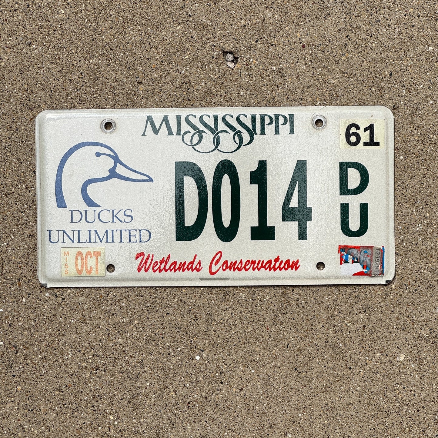 Photo of a 2003 2006 Mississippi License Plate Auto Tag Garage Decor Vintage Ducks Unlimited Wildlife Conservation D 014