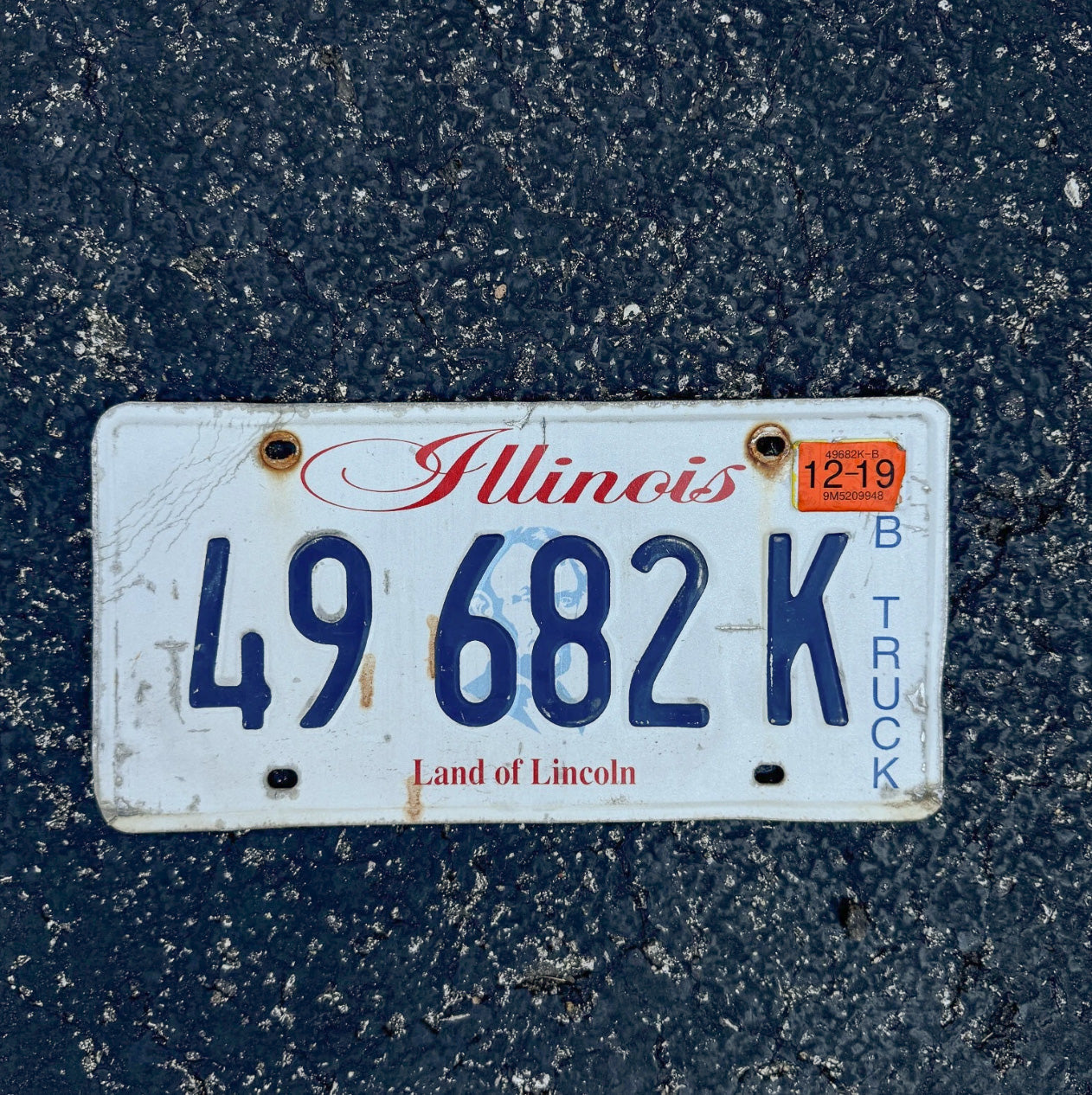 Photo of a 2003 2019 Illinois Truck License Plate Auto Tag Garage Decor Vintage 49682 K