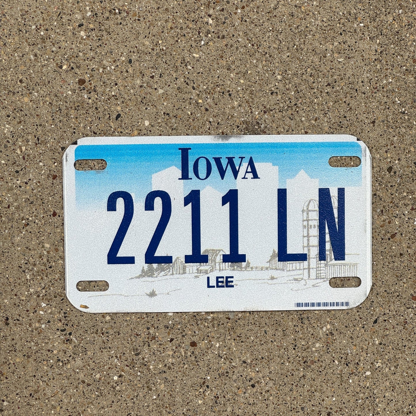 Photo of a 2003 Iowa Motorcycle License Plate Auto Tag Garage Decor Vintage Lee County 2211 LN