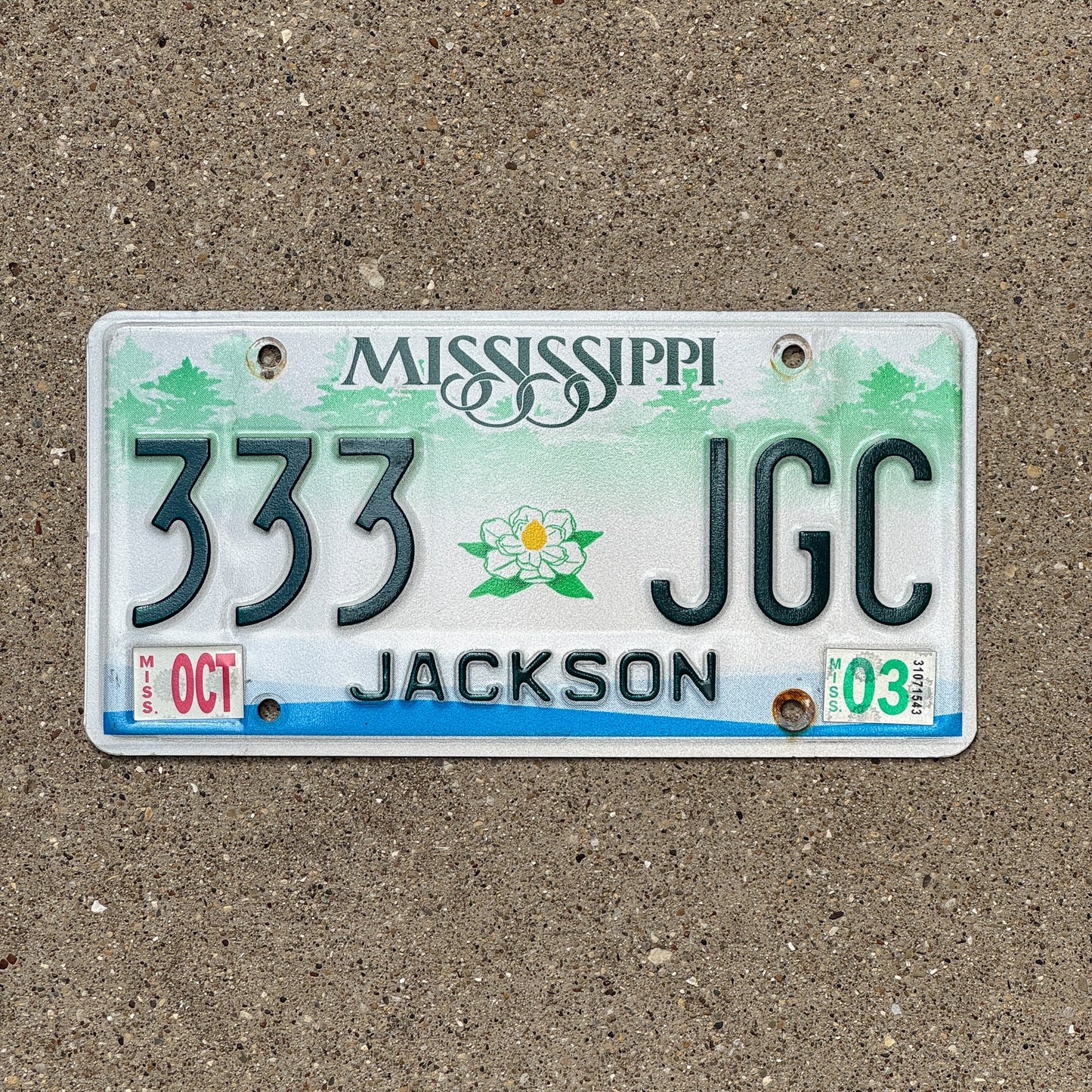 Photo of a 2003 Mississippi License Plate Auto Tag Garage Decor Vintage Repeat Repeating Natural 2003 Sticker 333 JGC