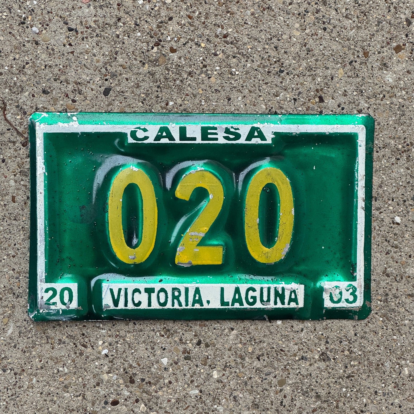 Photo of a 2003 Philippines Carriage? License Plate Auto Tag Garage Decor Vintage Calesa Victoria Laguna 020 with original patina