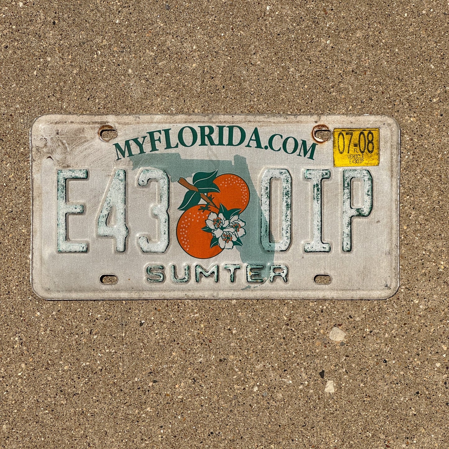 Photo of a 2004 2008 Florida License Plate Auto Tag Garage Decor Vintage Sumter County E43 0IP