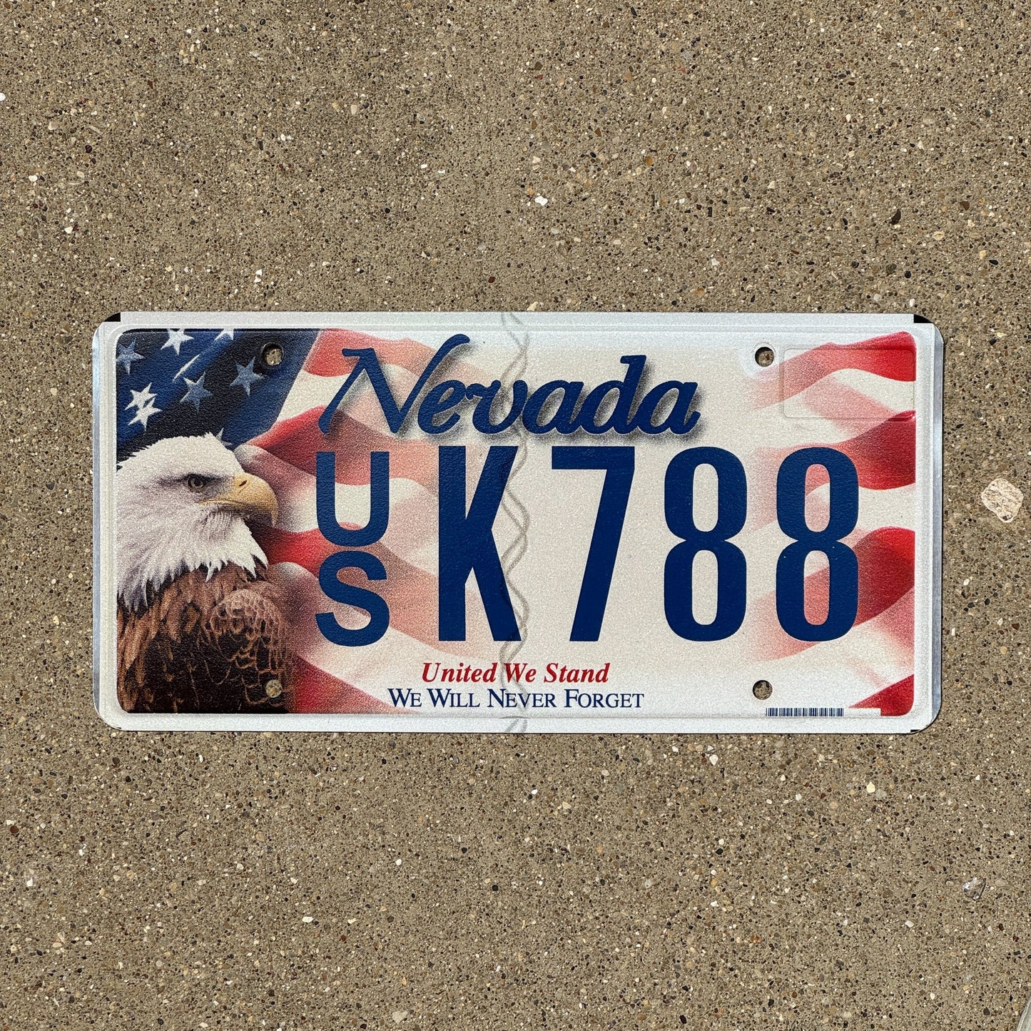 Photo of a 2004 Nevada Graphic / Specialty License Plate Auto Tag Garage Decor Vintage United We Stand Bald Eagle K 788