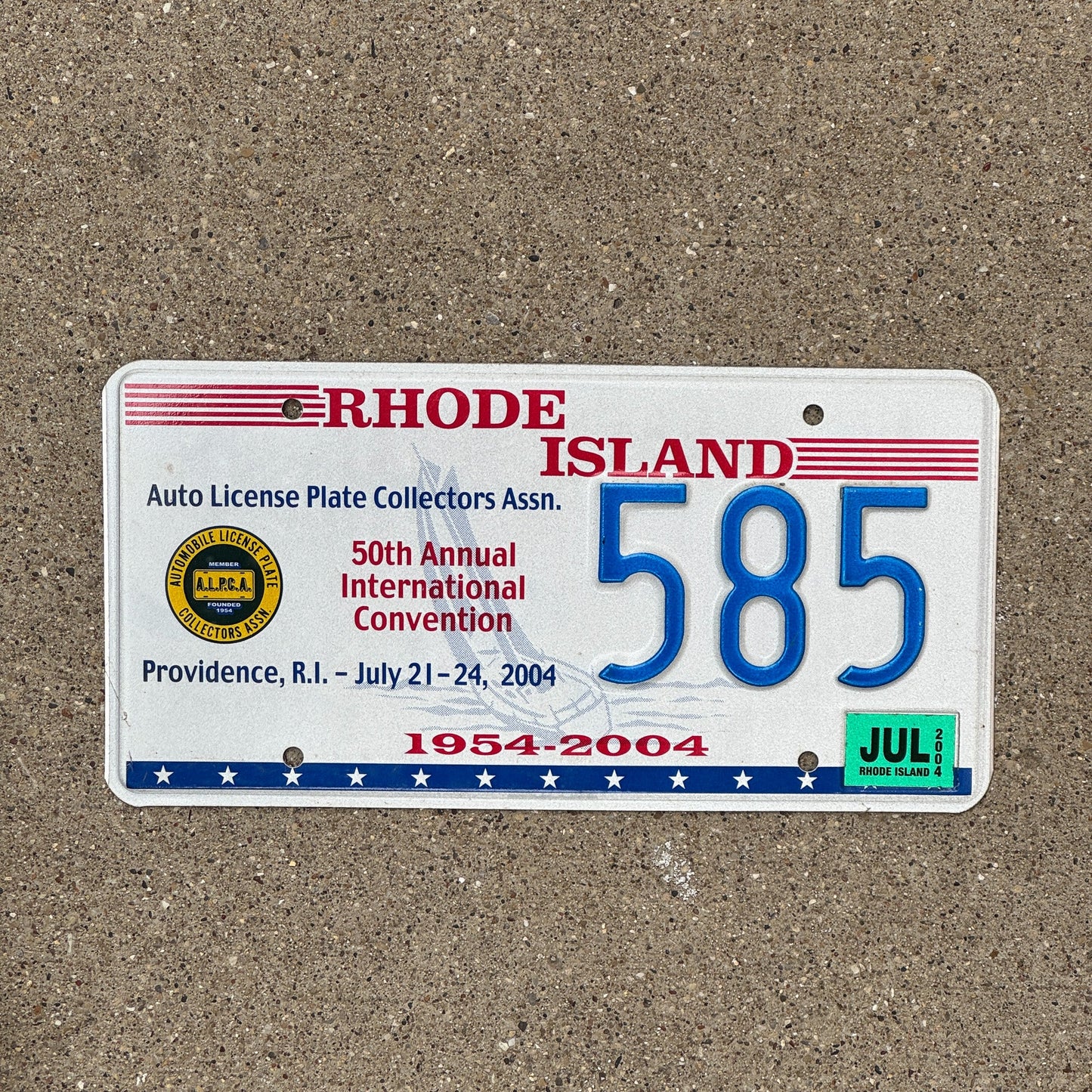 Photo of a 2004 Rhode Island License Plate Auto Tag Garage Decor Vintage Providence ALPCA Convention 585