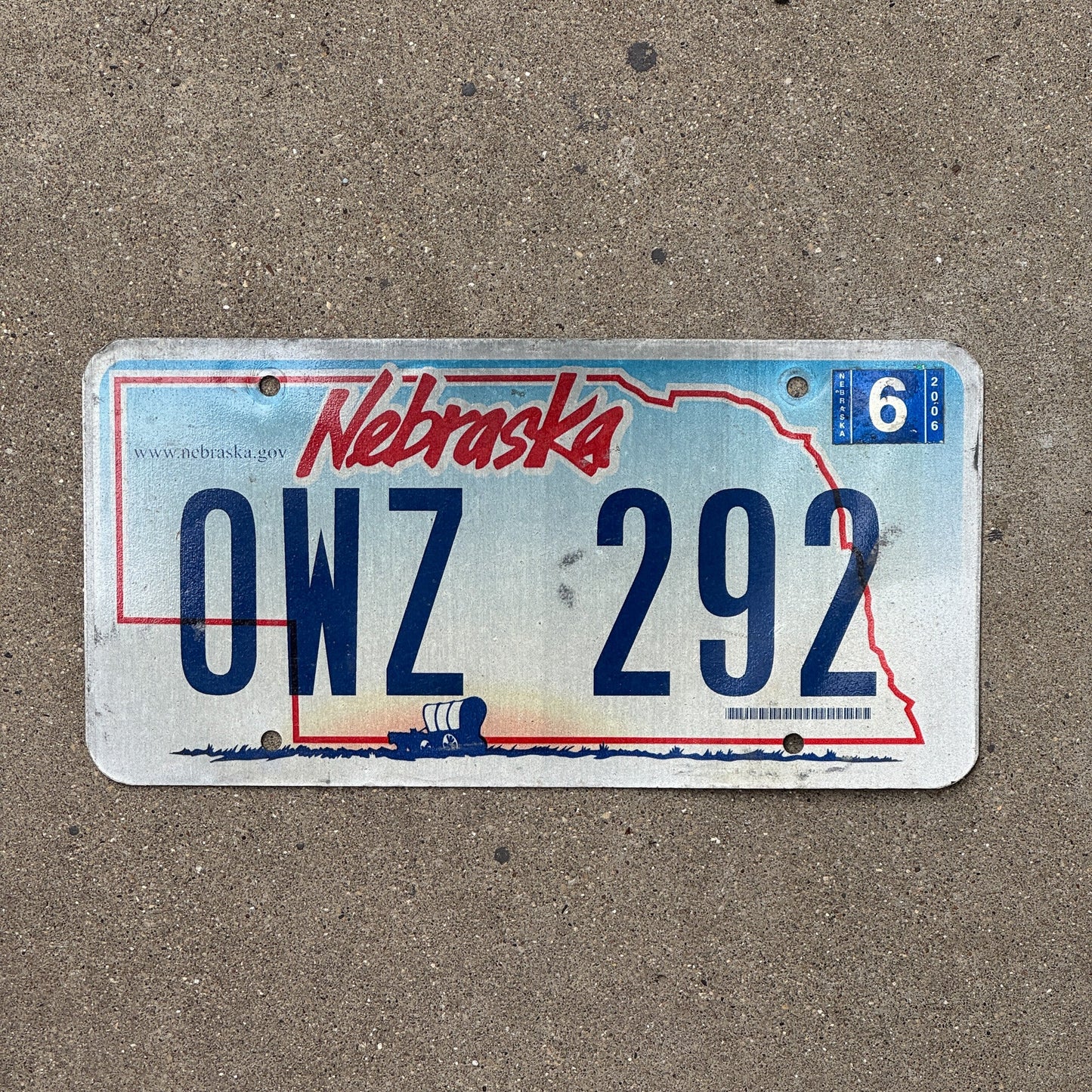 Photo of a 2005 2006 Nebraska License Plate Auto Tag Garage Decor Vintage 0WZ 292