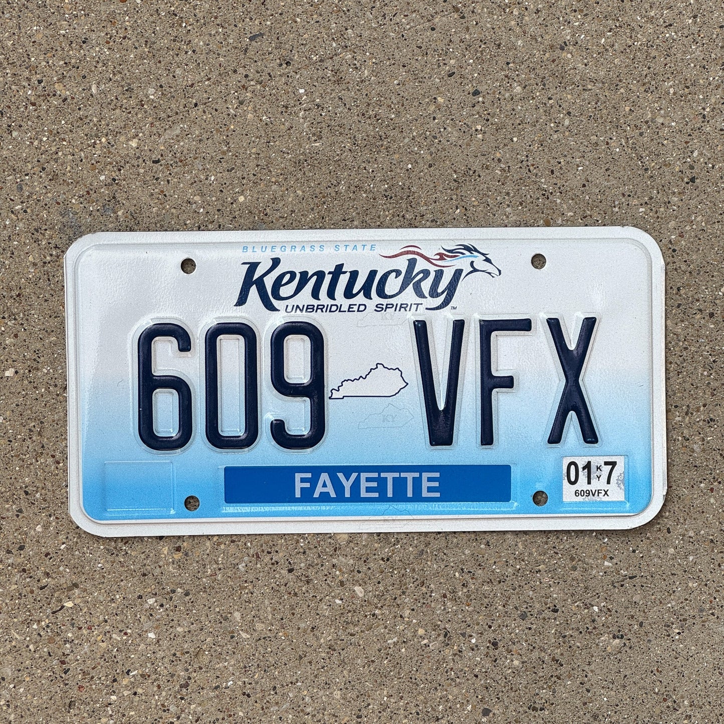Photo of a 2005 2007 Kentucky License Plate Auto Tag Garage Decor Vintage Fayette County 609 VFX