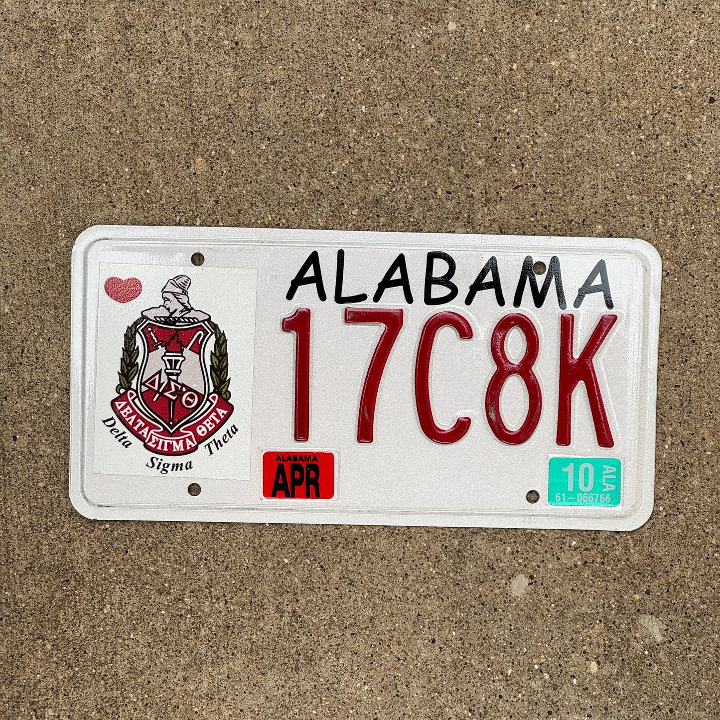 Photo of a 2005 2010 Alabama Graphic / Specialty License Plate Auto Tag Garage Decor Vintage Delta Sigma Theta Sorority 17 C 8 K