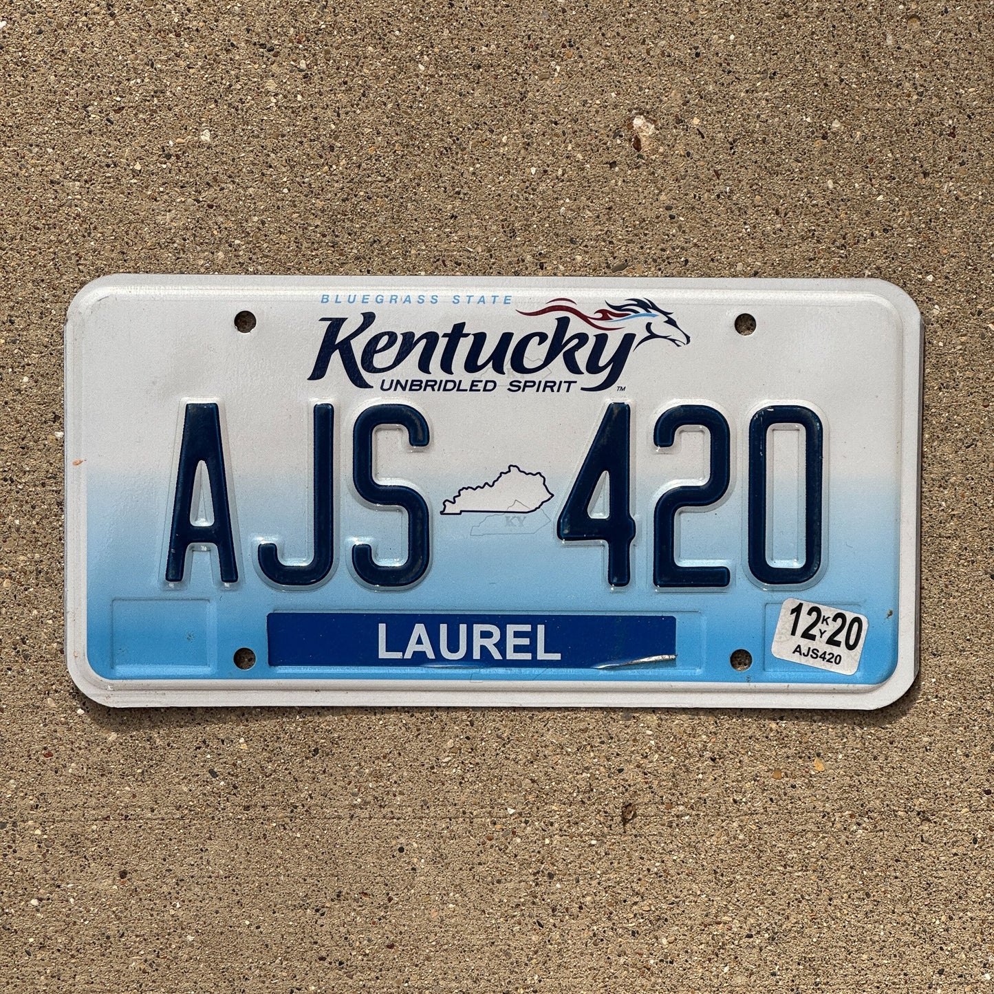 Photo of a 2005 2020 Kentucky License Plate Auto Tag Garage Decor Vintage Weed Smoking AJS 420