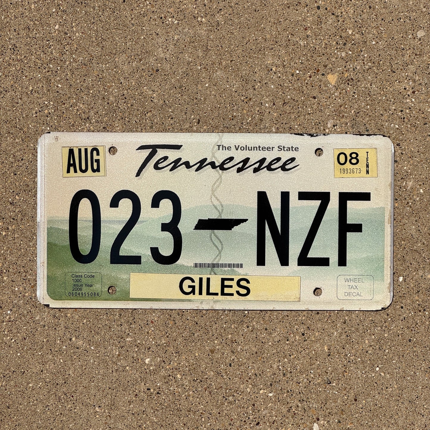 Photo of a 2006 2008 Tennessee License Plate Auto Tag Garage Decor Vintage Giles County 023 NZF