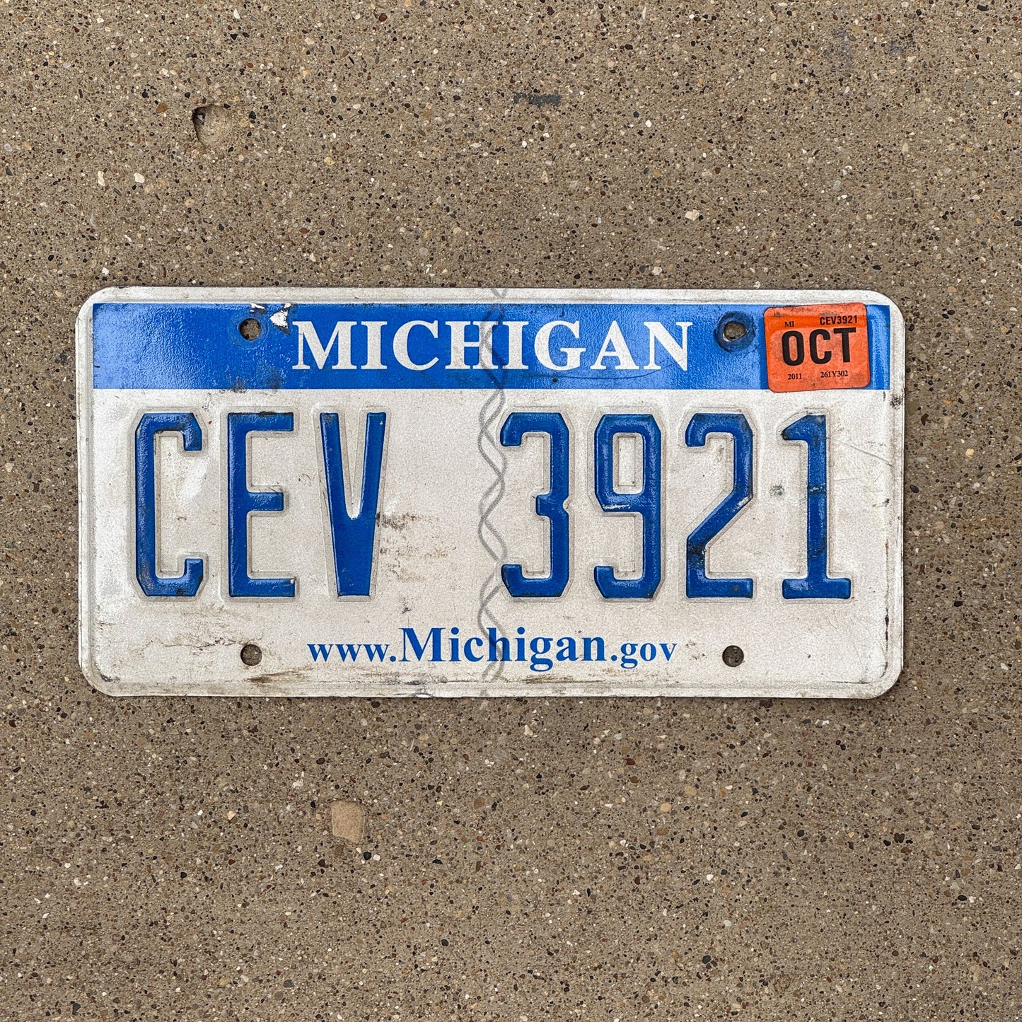 Photo of a 2006 2011 Michigan License Plate Auto Tag Garage Decor Vintage CEV 3921