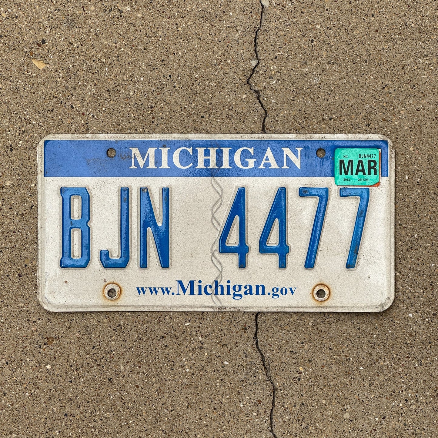 Photo of a 2006 2012 Michigan License Plate Auto Tag Garage Decor Vintage BJN 4477