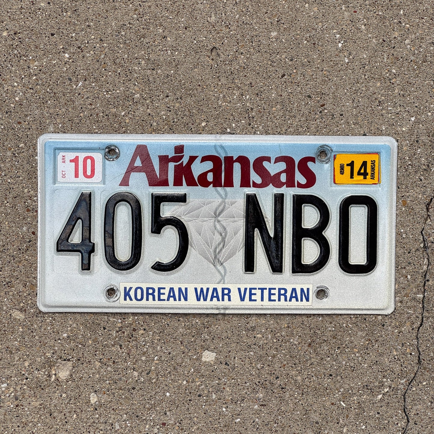Photo of a 2006 Arkansas Military License Plate Auto Tag Garage Decor Vintage Korean War Veteran 405 NBO
