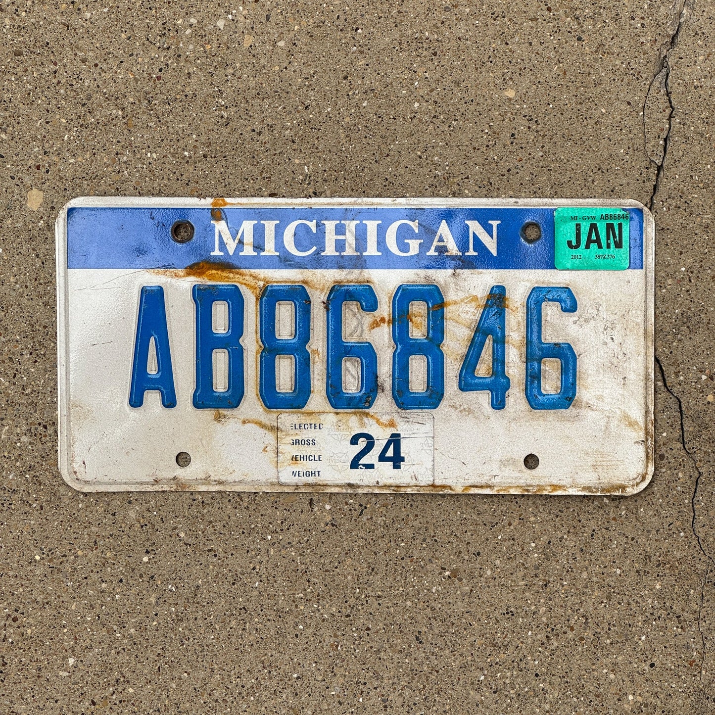 Photo of a 2007 2012 Michigan Heavy Commercial Truck License Plate Auto Tag Garage Decor Vintage AB 86846