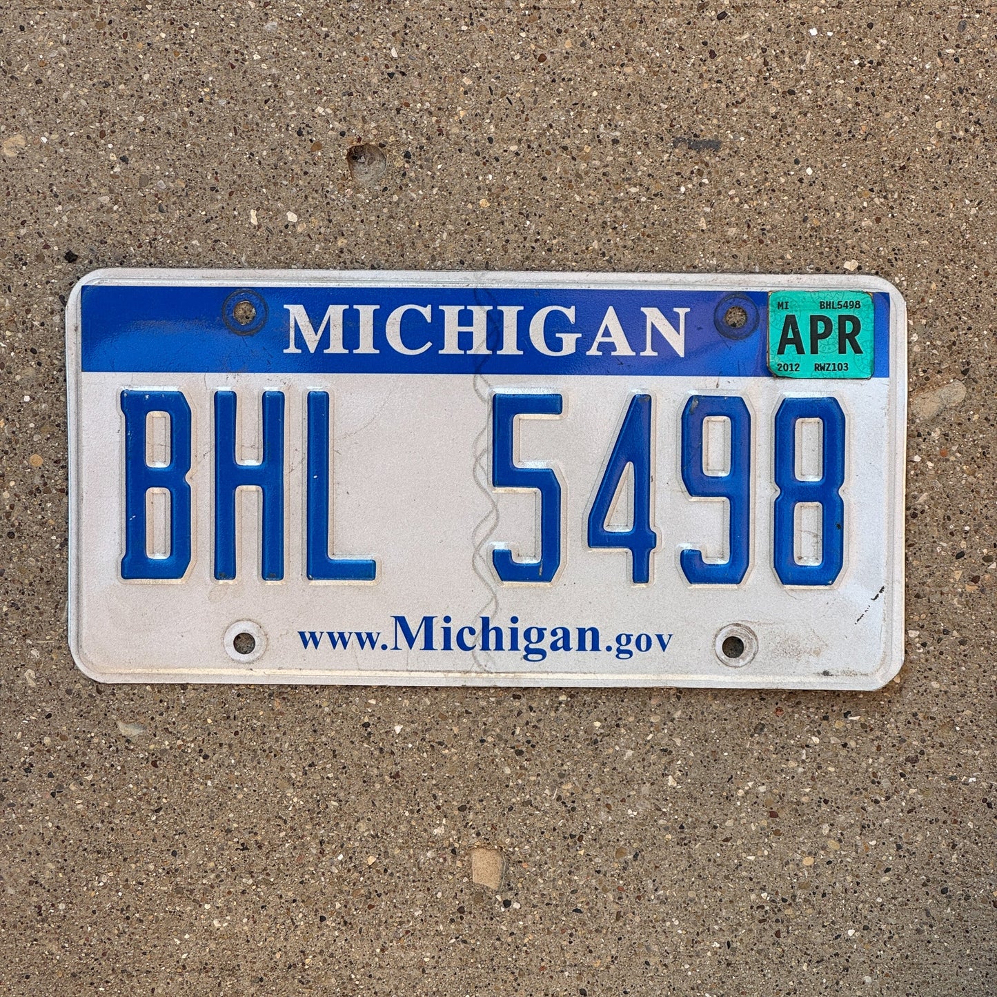 Photo of a 2007 2012 Michigan License Plate Auto Tag Garage Decor Vintage BHL 5498
