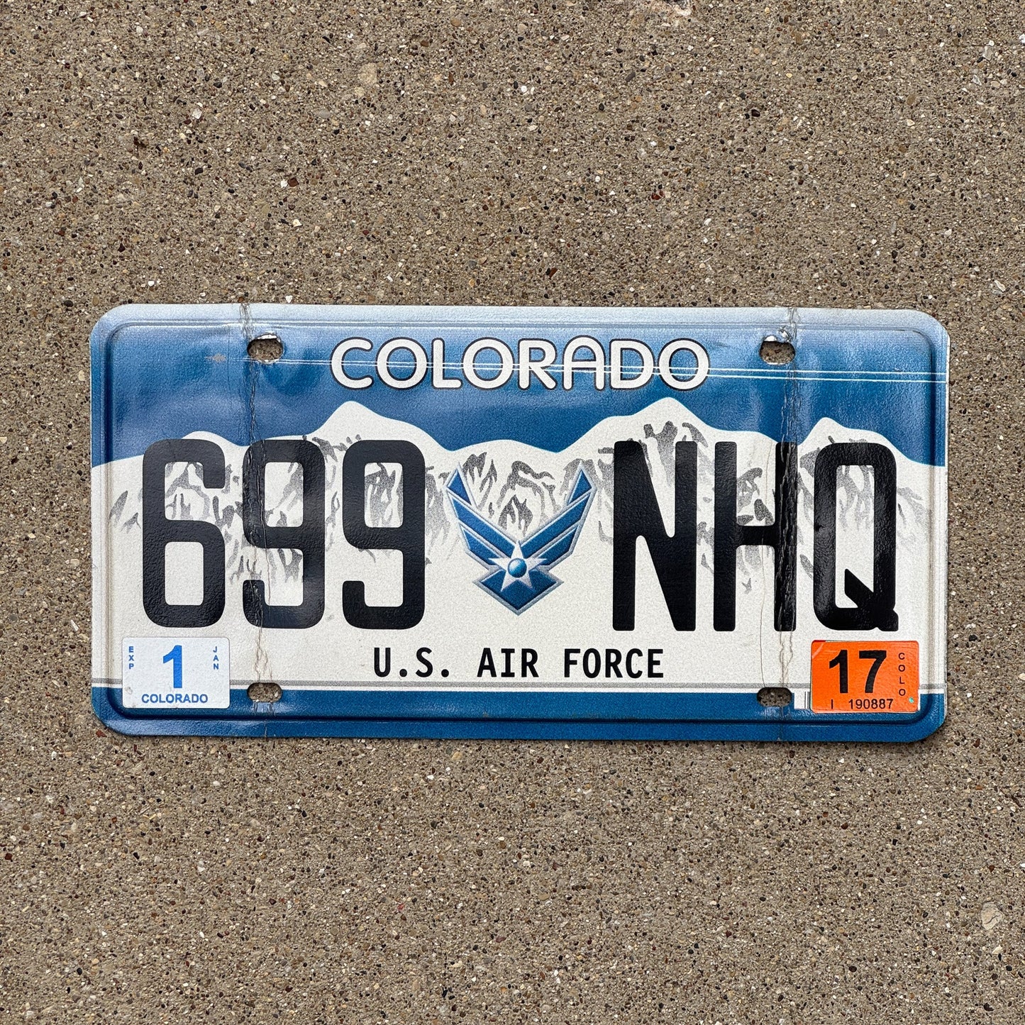 Photo of a 2007 2017 Colorado Military License Plate Auto Tag Garage Decor Vintage US Air Force 699 NHQ